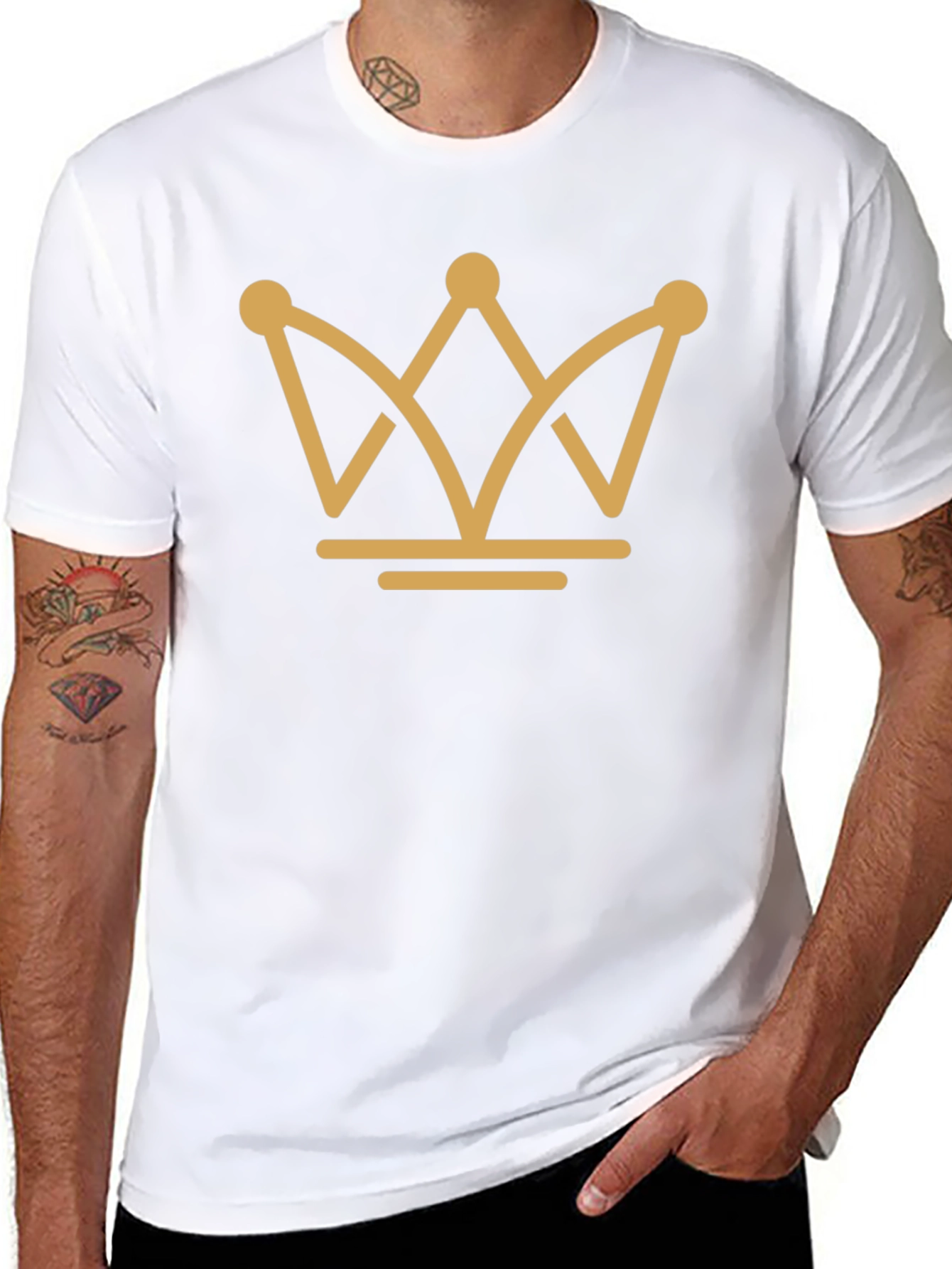 Golden Crown Graphic Tee - Black Cotton T-Shirt