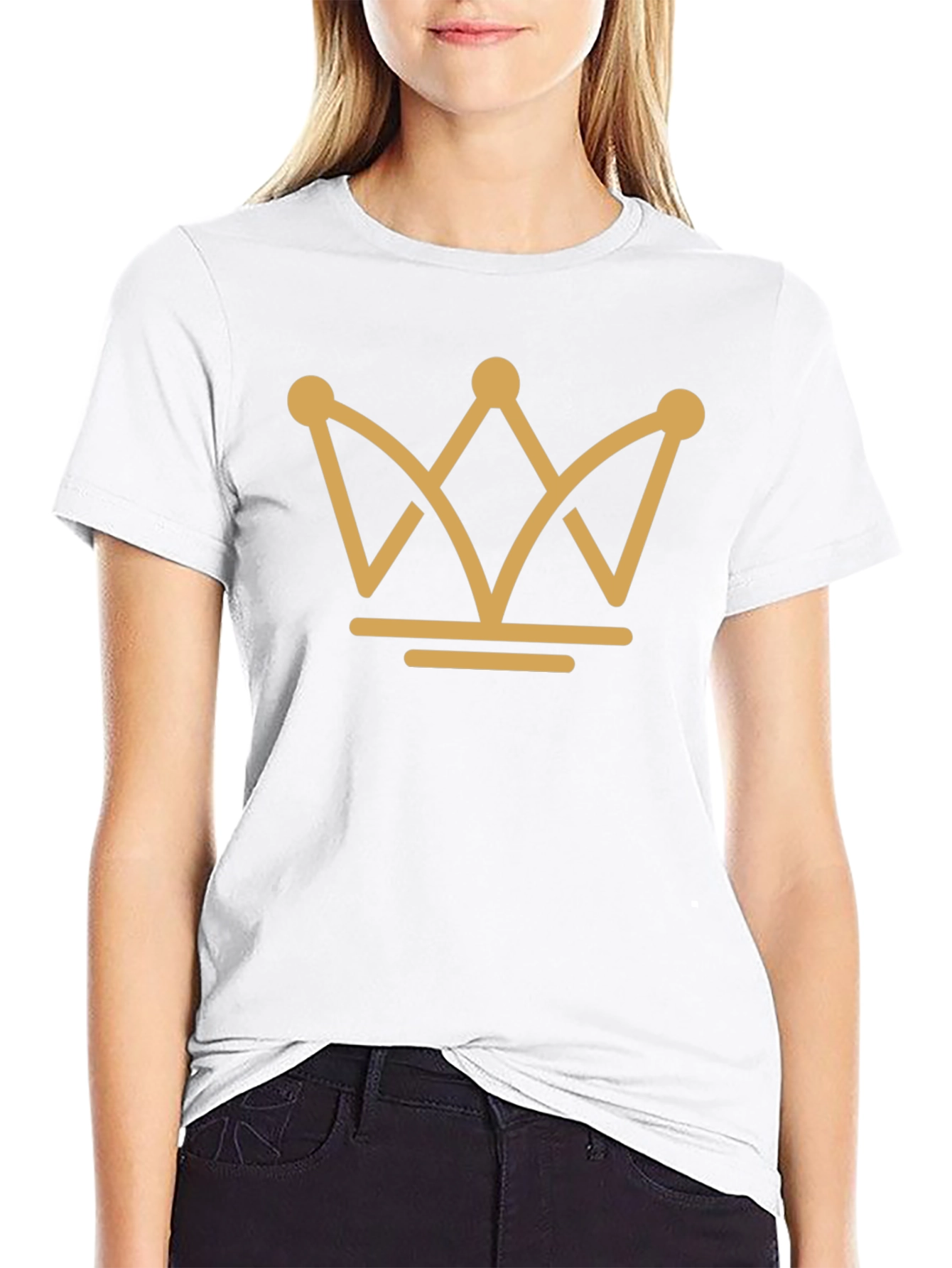 Golden Crown Graphic Tee - Black Cotton T-Shirt