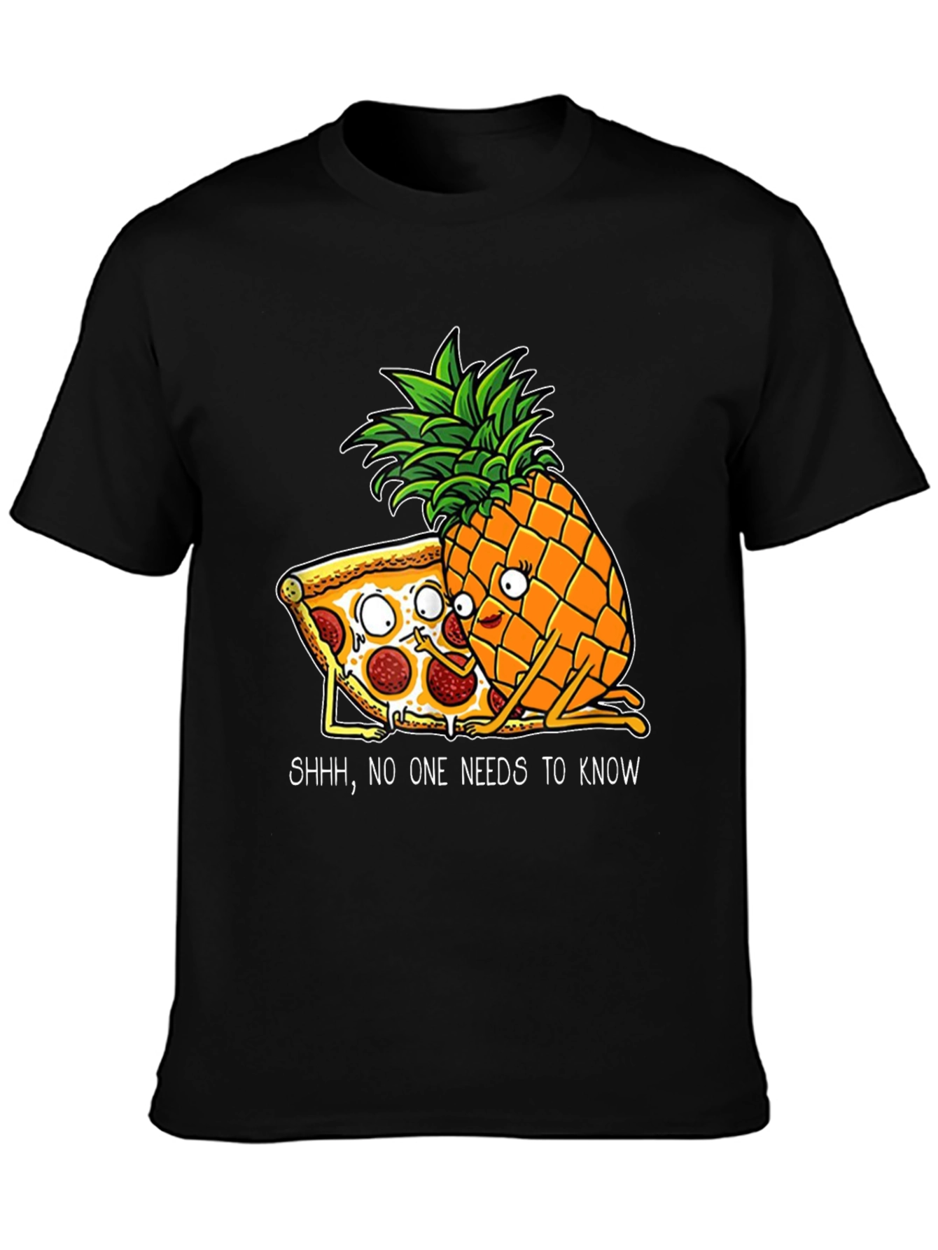 Funny Pizza & Pineapple Graphic T-Shirt