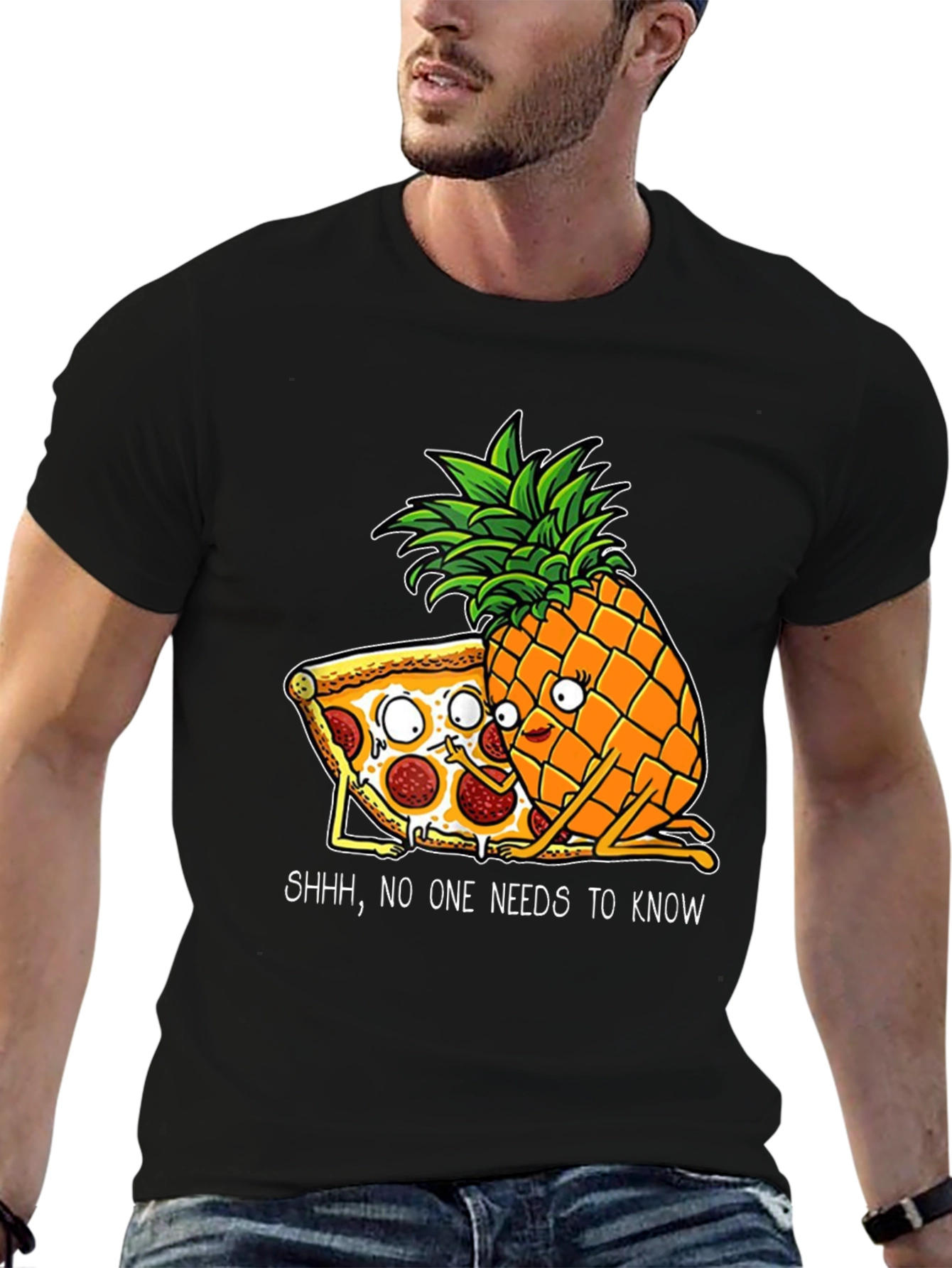 Funny Pizza & Pineapple Graphic T-Shirt