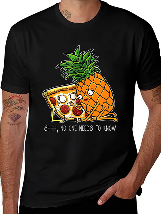 Funny Pizza & Pineapple Graphic T-Shirt