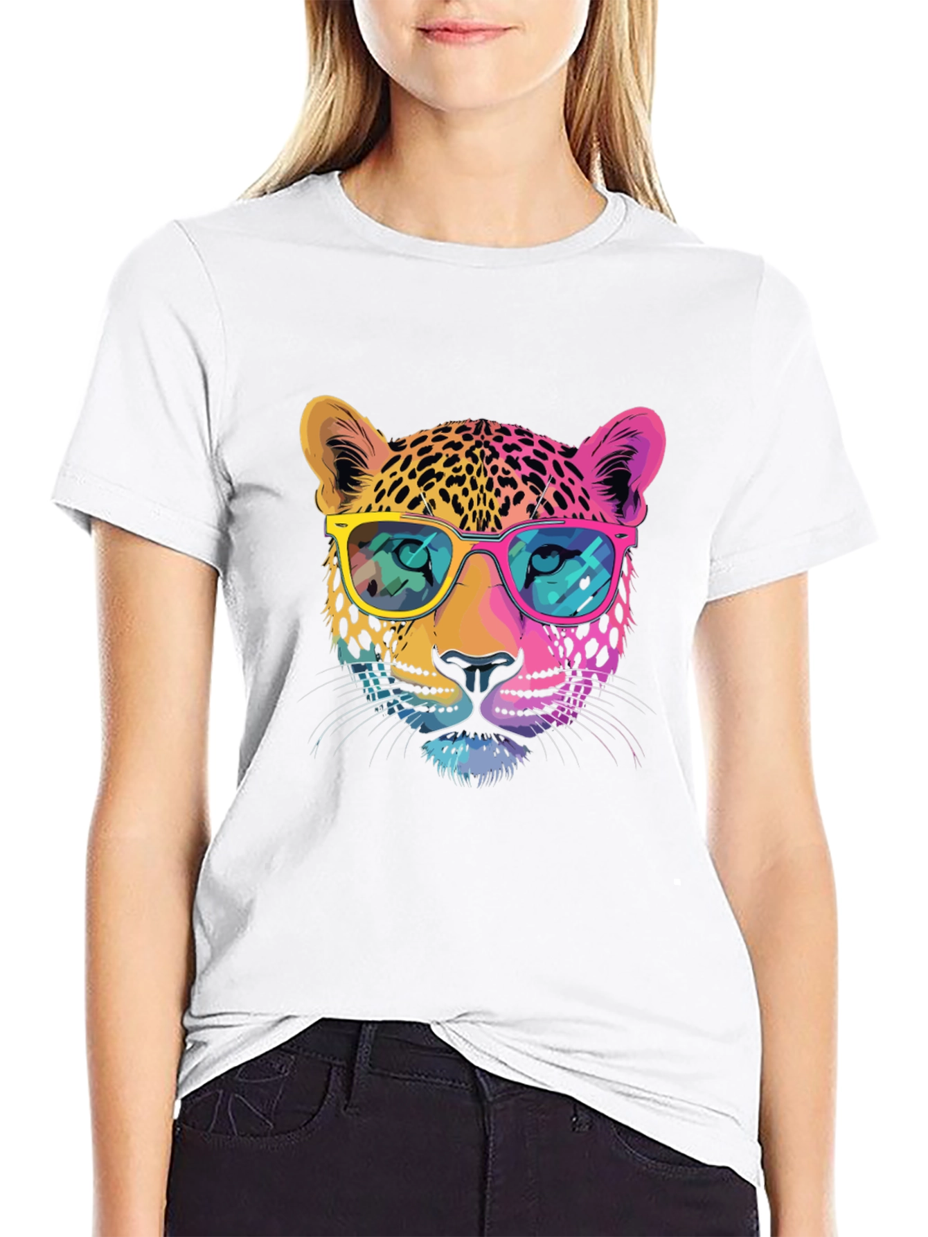 Cool Cat Tee: Graphic Leopard Print T-Shirt