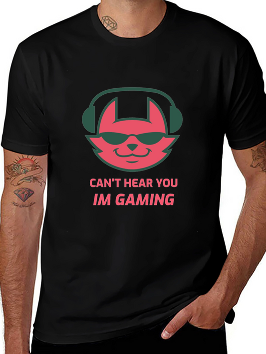 Cool Gamer Cat T-Shirt - Cant Hear You Im Gaming!