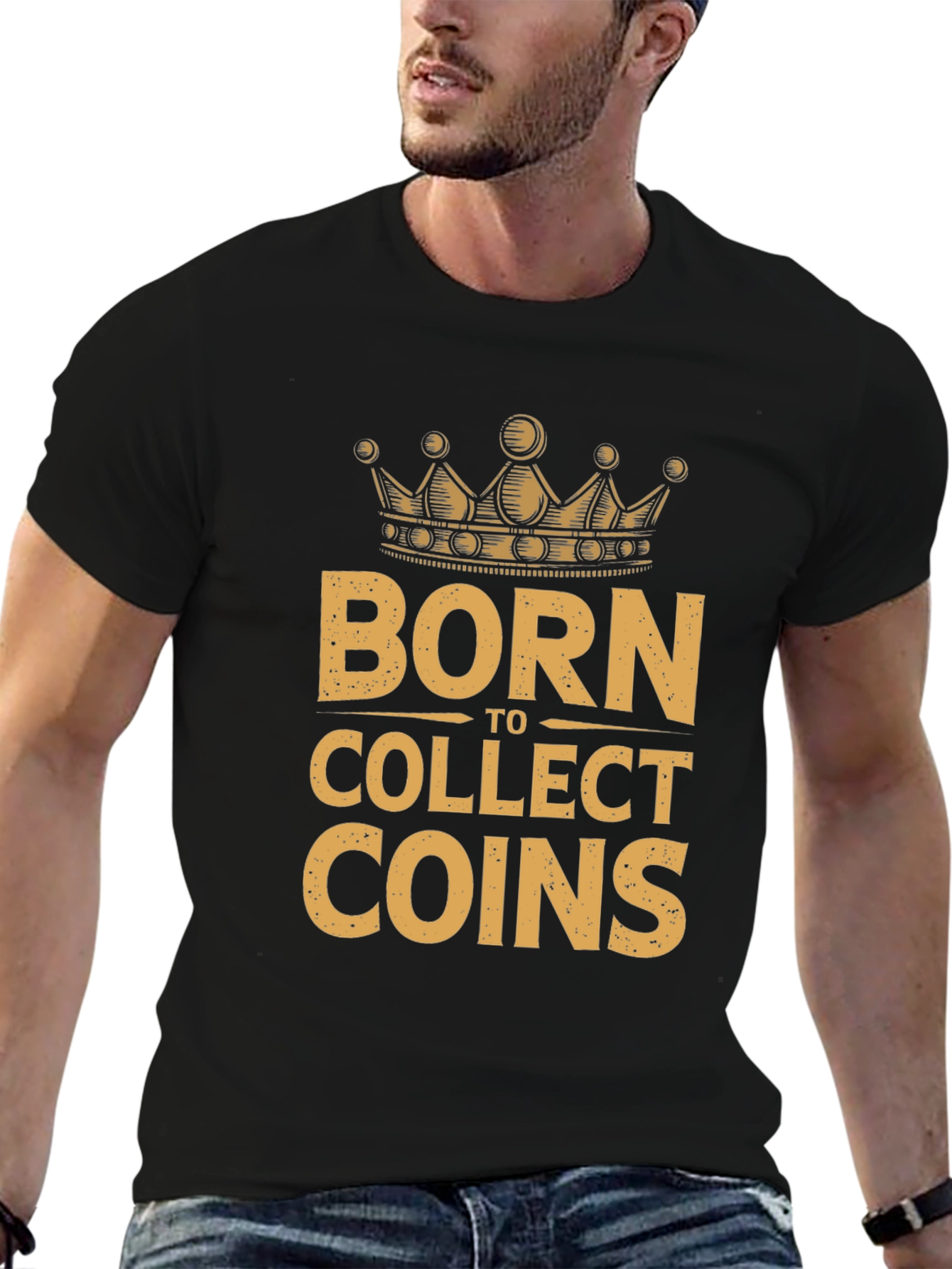 Born to Collect Coins Graphic T-Shirt - Black