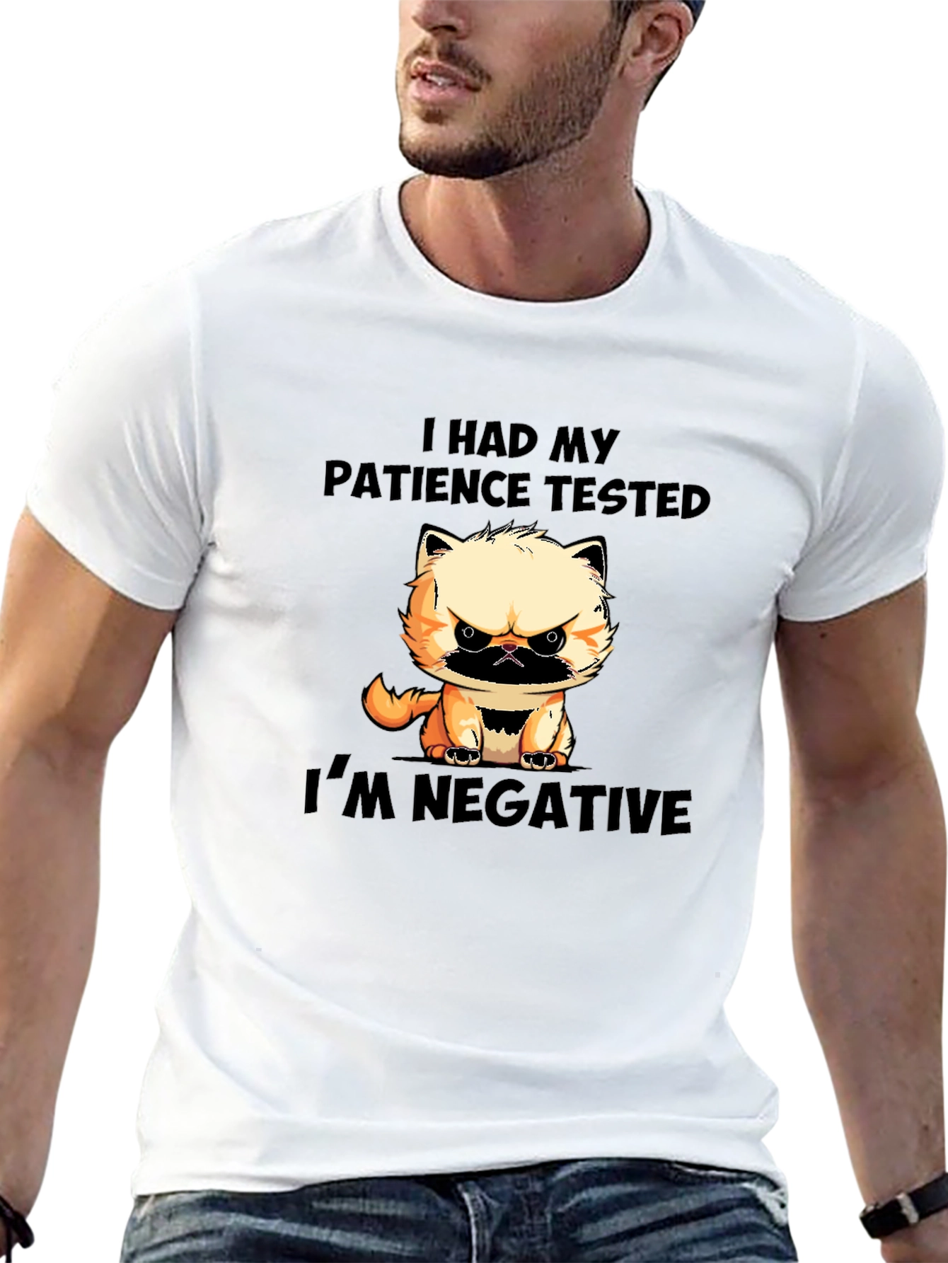 Funny Cat Patience Tested Negative Graphic T-Shirt