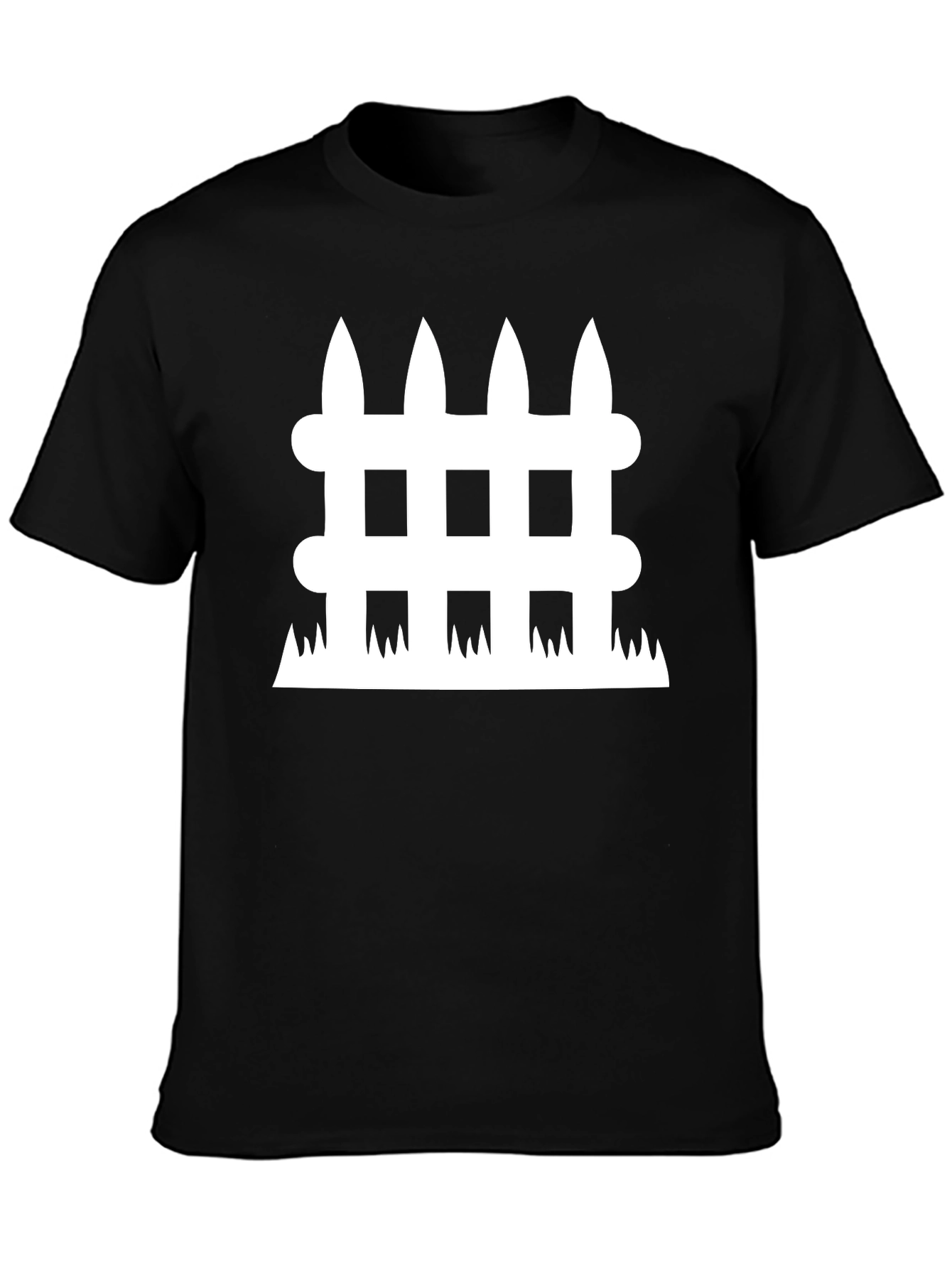 Fence Graphic Tee - Black Cotton Casual Shirt