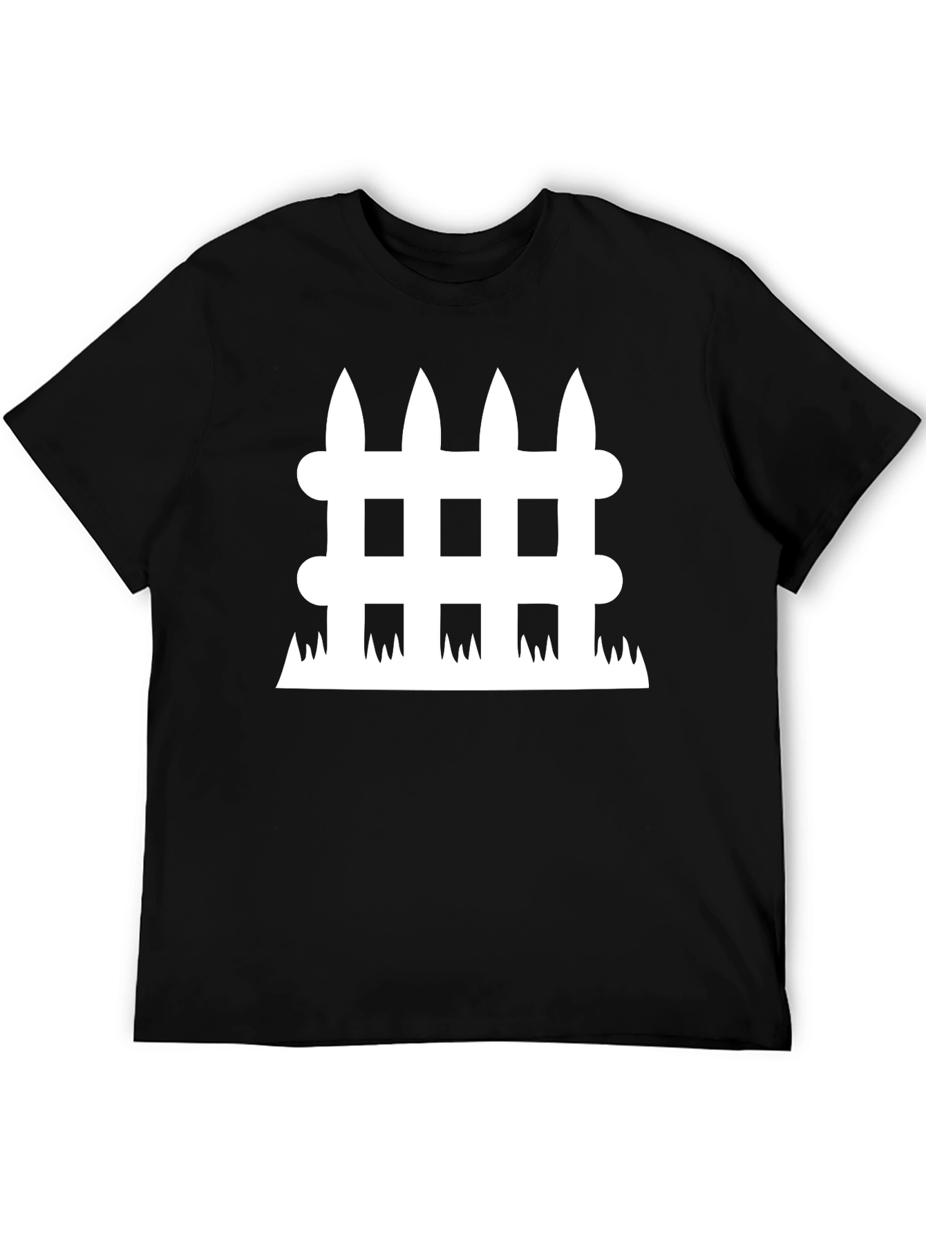 Fence Graphic Tee - Black Cotton Casual Shirt