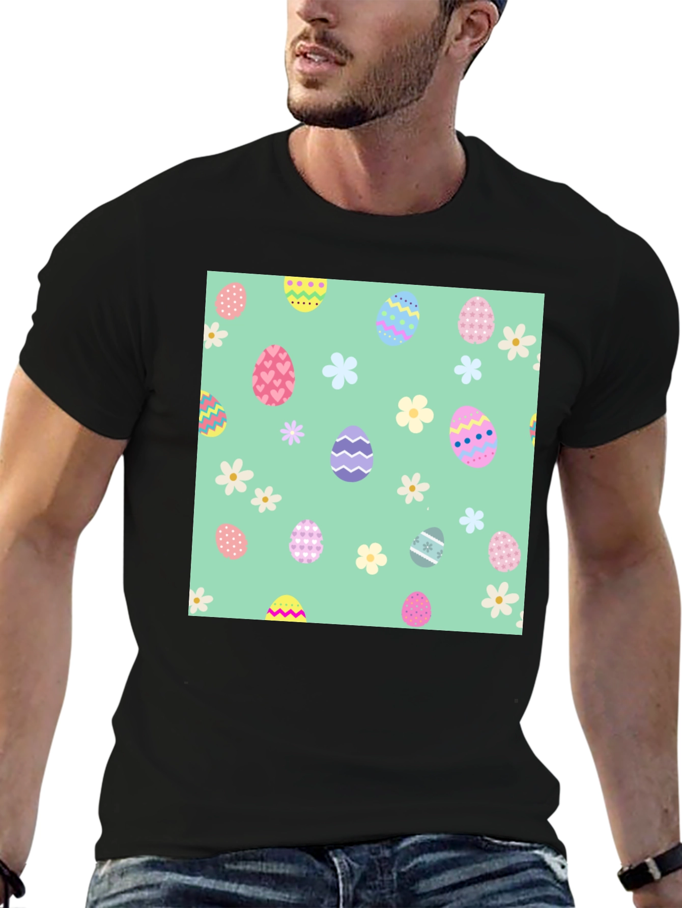 Easter Egg Pattern Crew Neck T-Shirt