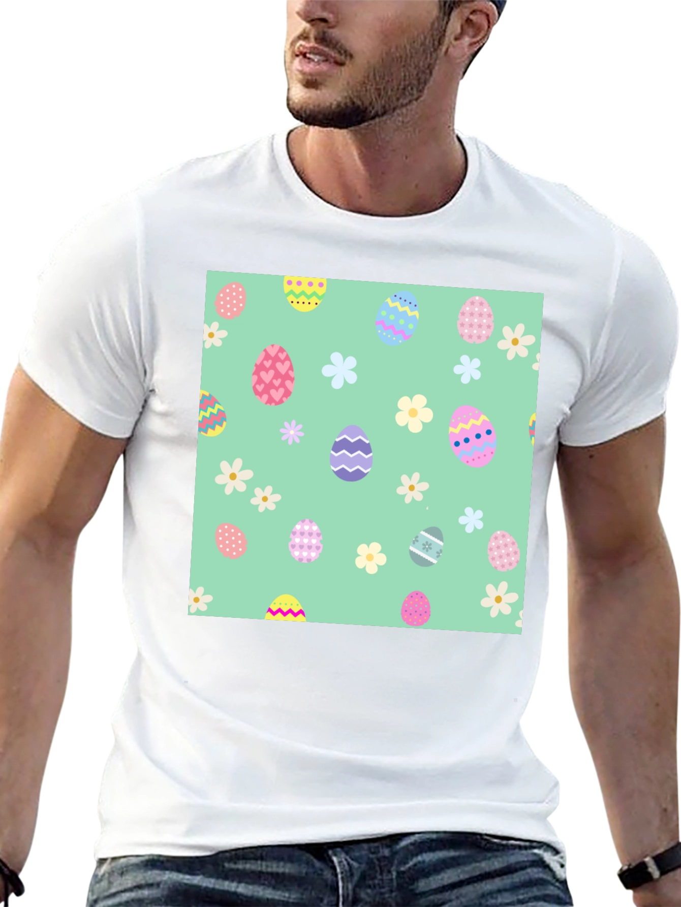 Easter Egg Pattern Crew Neck T-Shirt