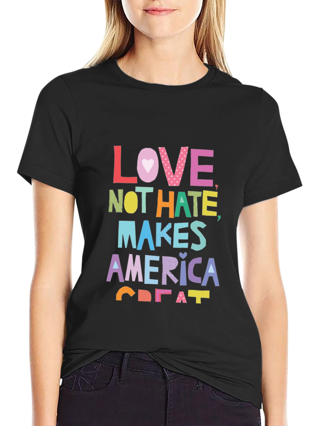 Love Not Hate Makes America Great Black T-Shirt