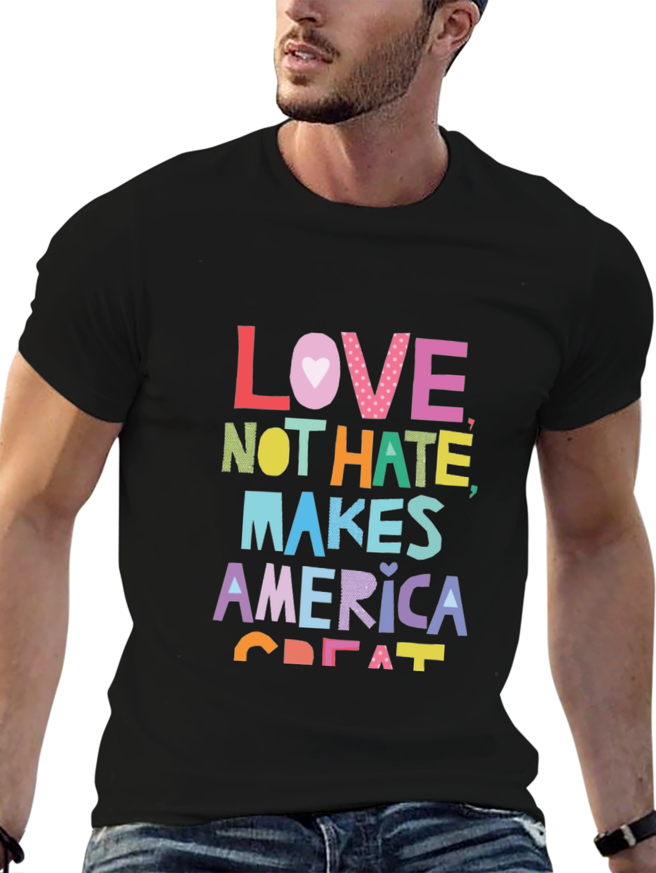 Love Not Hate Makes America Great Black T-Shirt