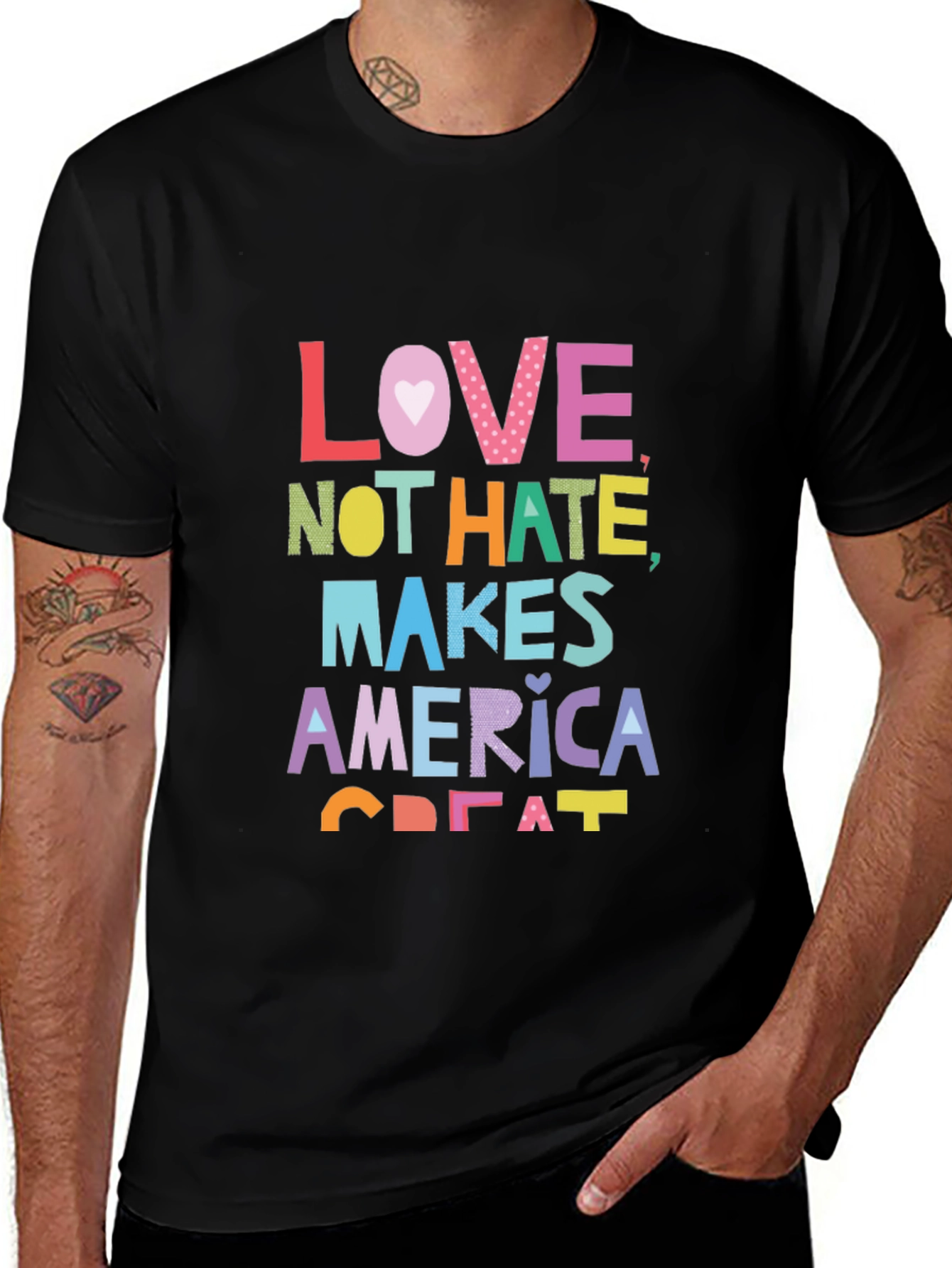 Love Not Hate Makes America Great Black T-Shirt