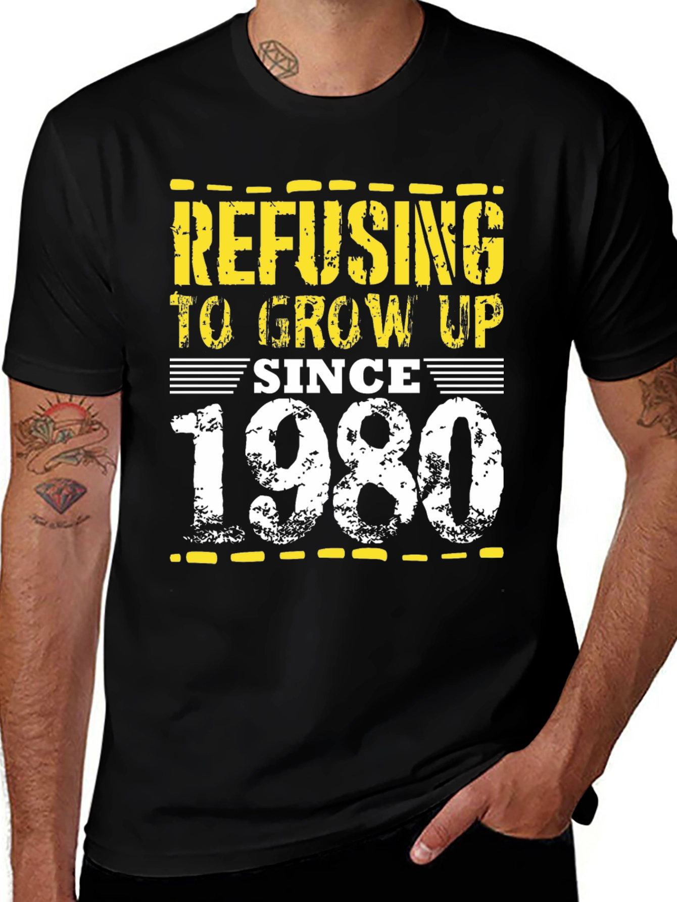 Refusing to Grow Up Since 1980 Black T-Shirt