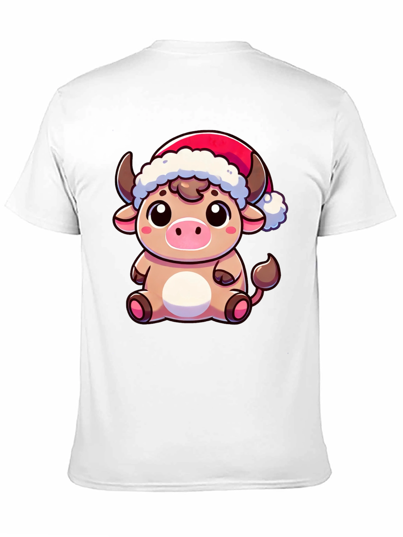 Festive Cow T-Shirt - Holiday Cartoon Bull Tee