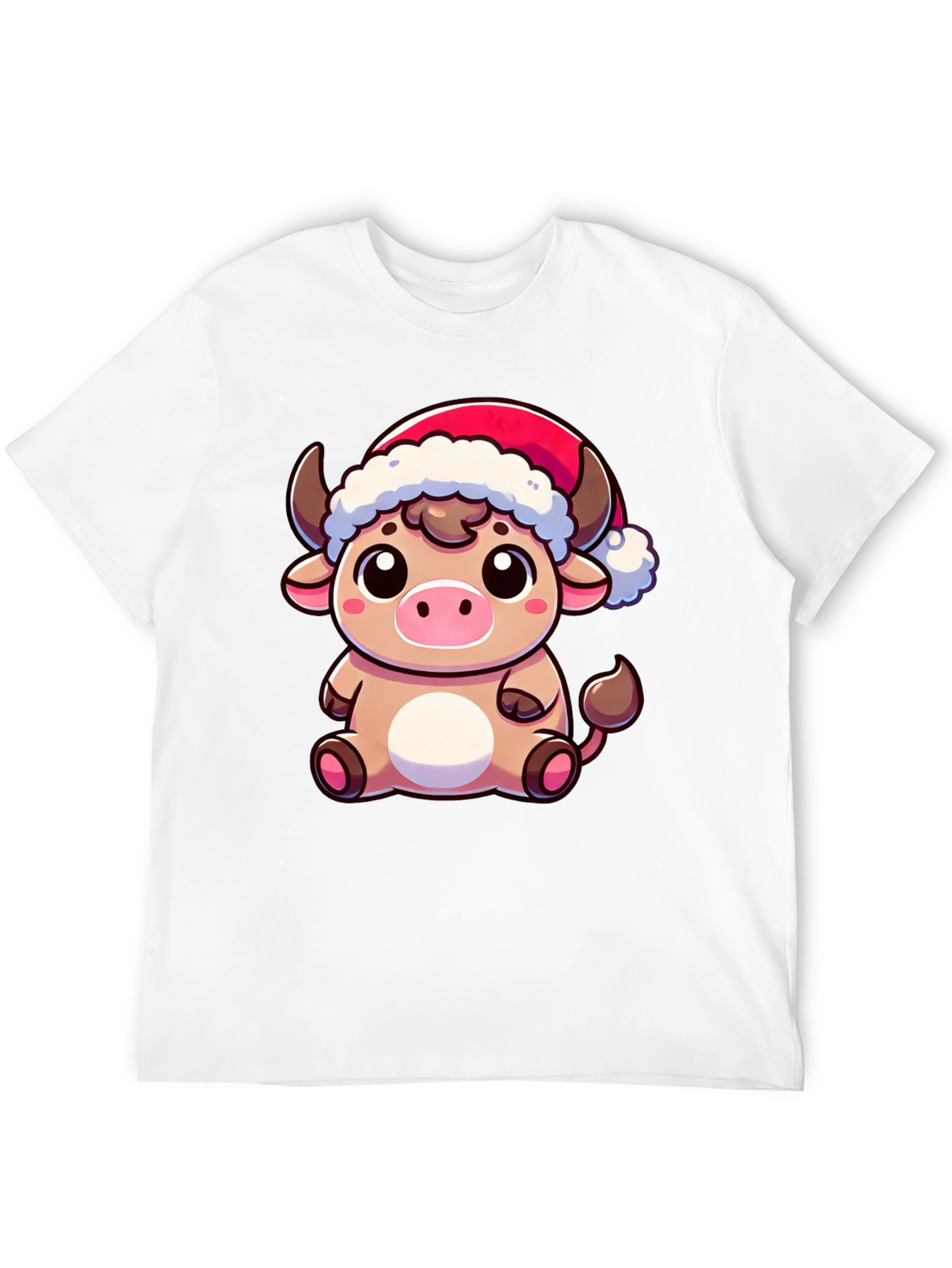 Festive Cow T-Shirt - Holiday Cartoon Bull Tee