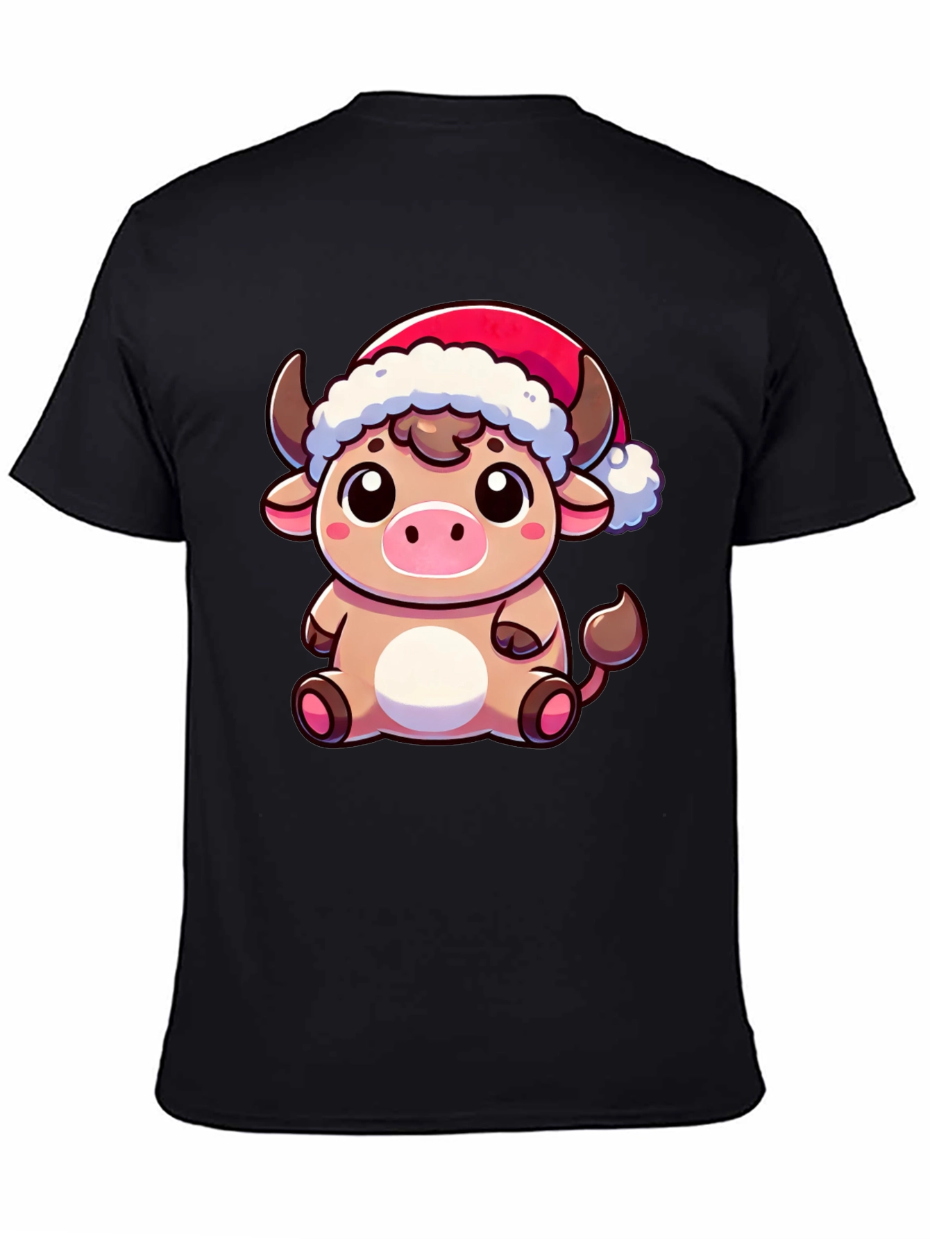Festive Cow T-Shirt - Holiday Cartoon Bull Tee