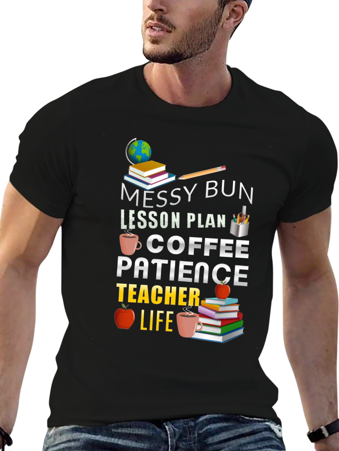 Messy Bun Coffee Teacher Life T-Shirt