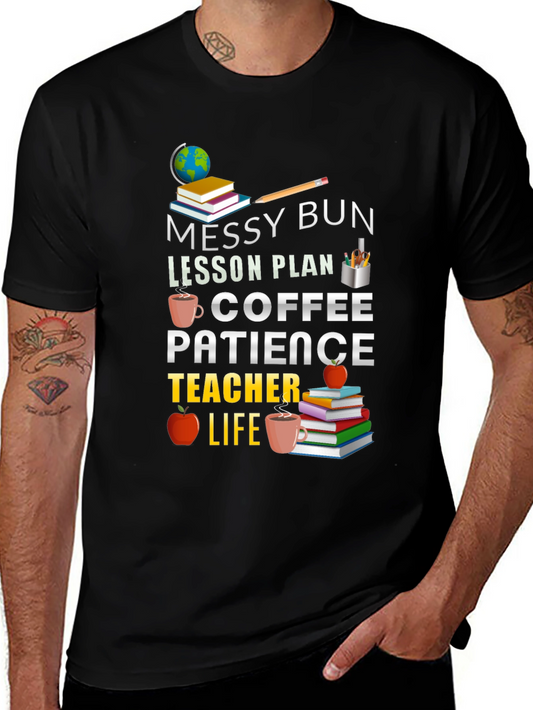 Messy Bun Coffee Teacher Life T-Shirt
