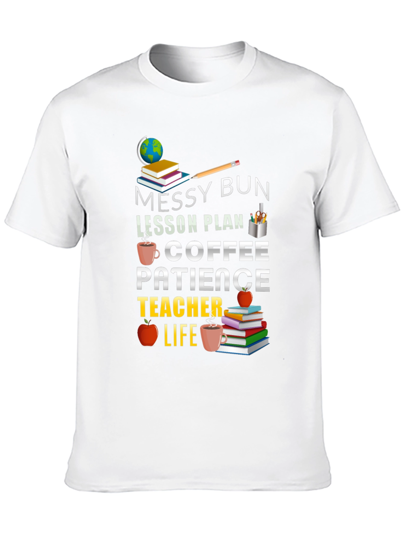 Messy Bun Coffee Teacher Life T-Shirt