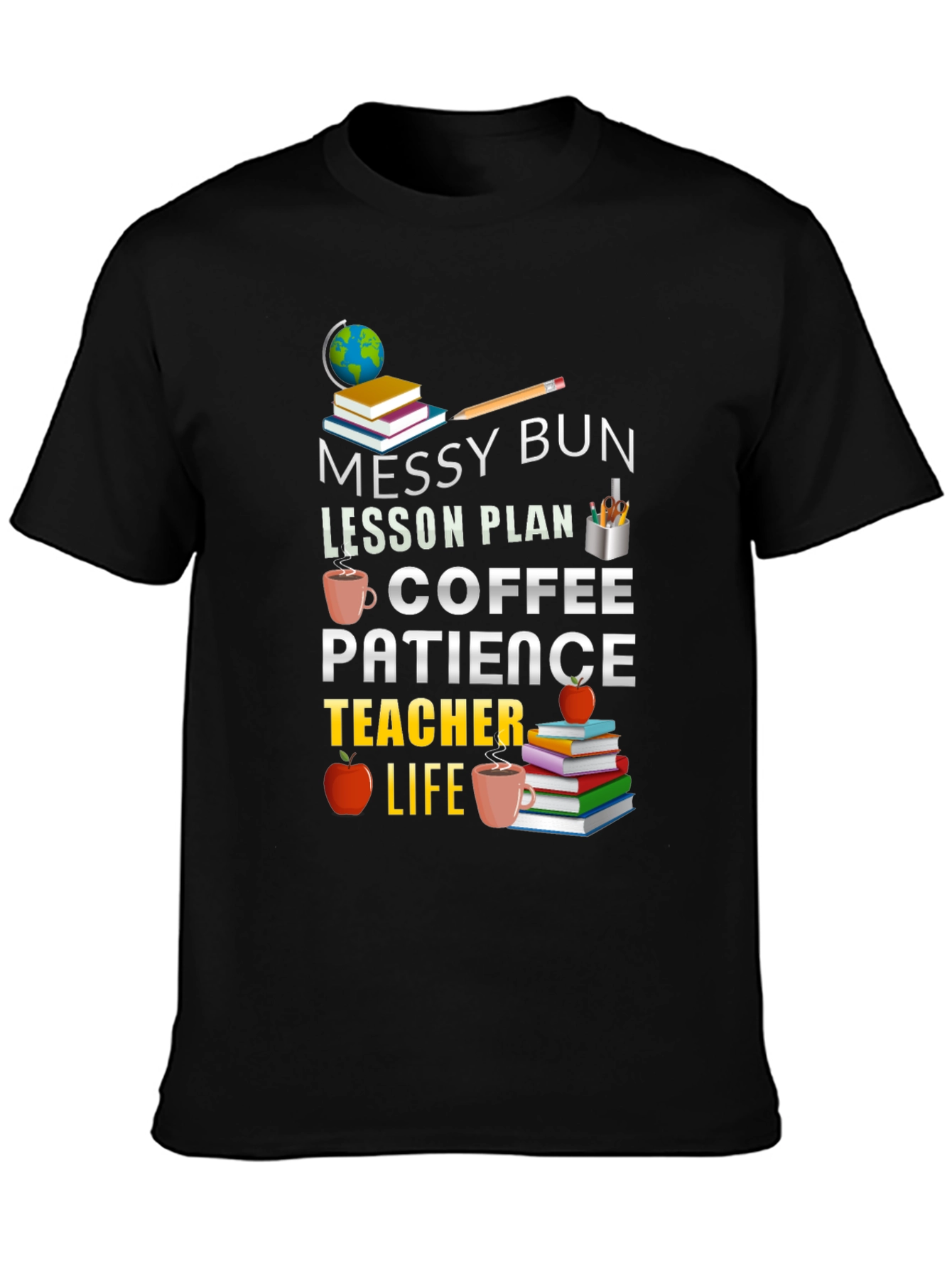 Messy Bun Coffee Teacher Life T-Shirt