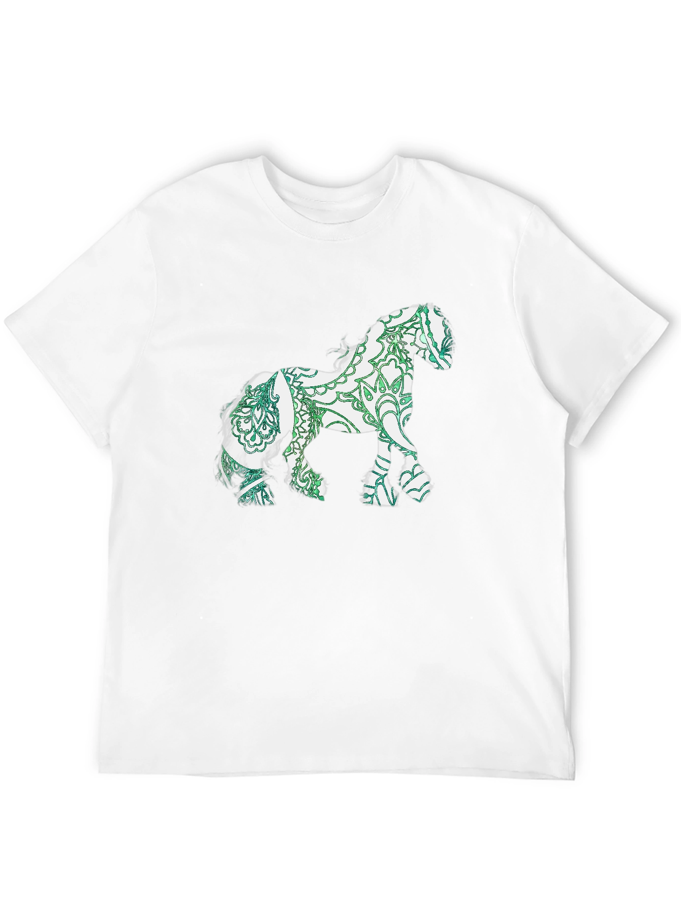 Horse Mandala Print Black T-Shirt