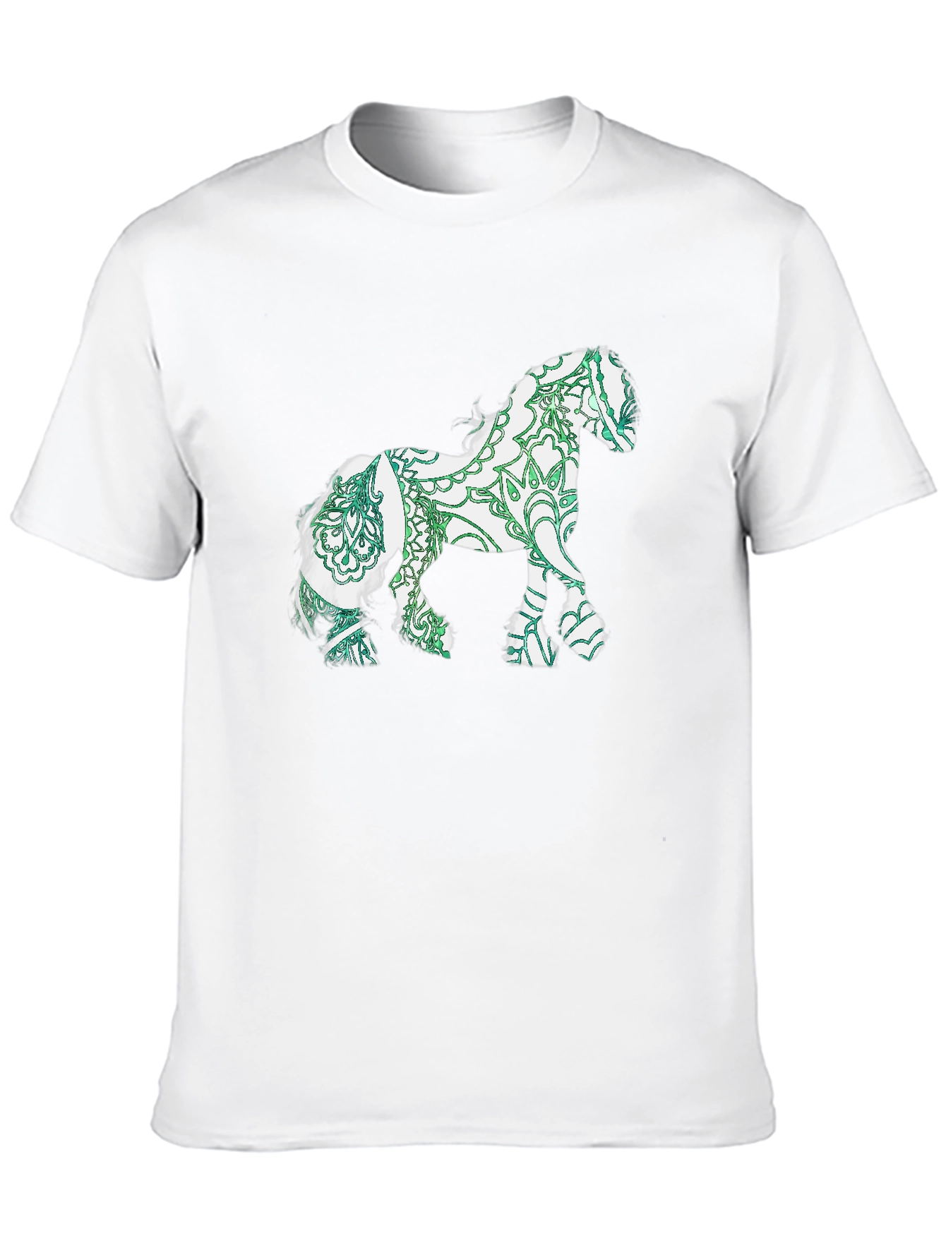 Horse Mandala Print Black T-Shirt