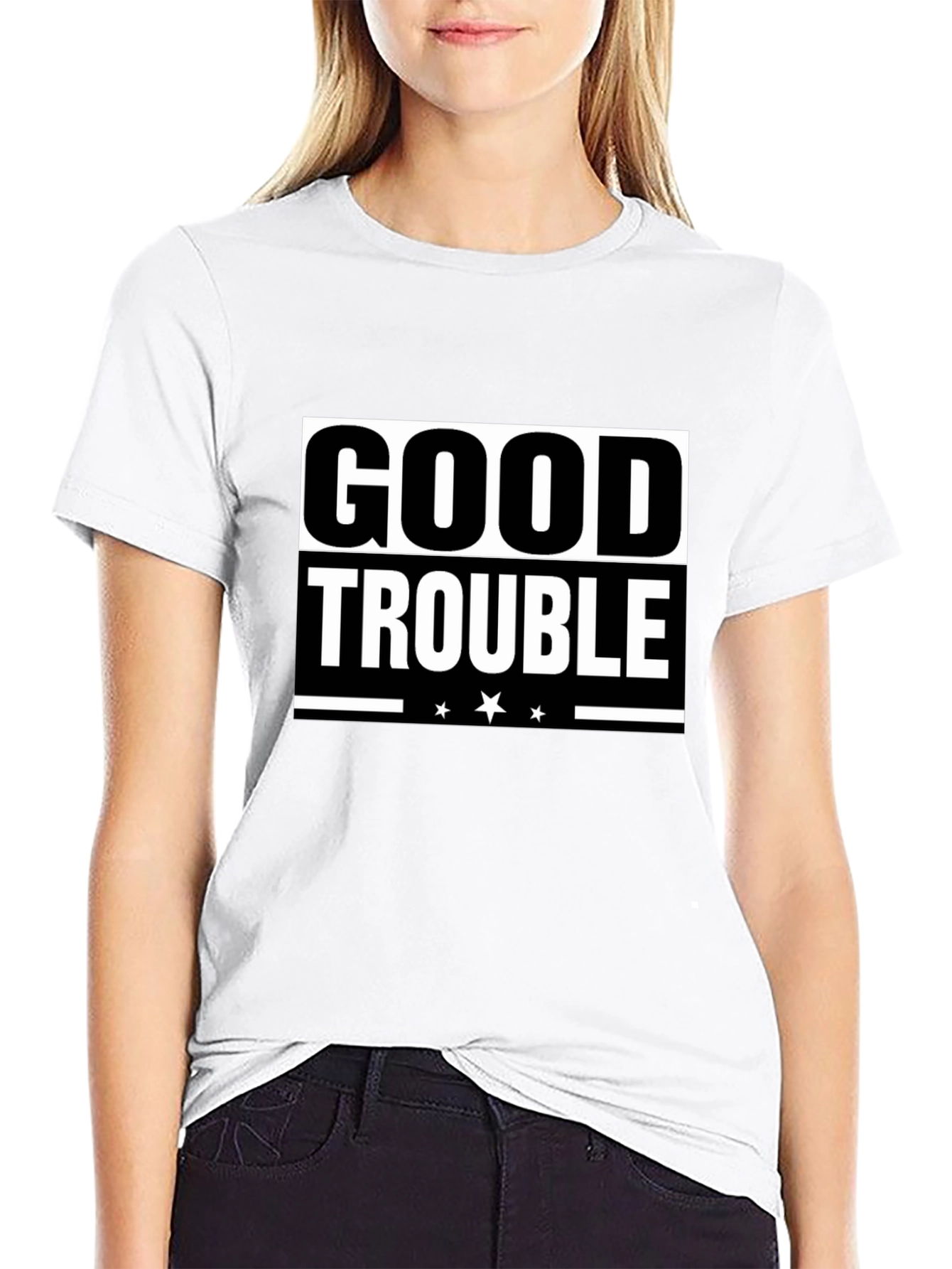 Good Trouble Graphic Tee - Black Cotton T-Shirt