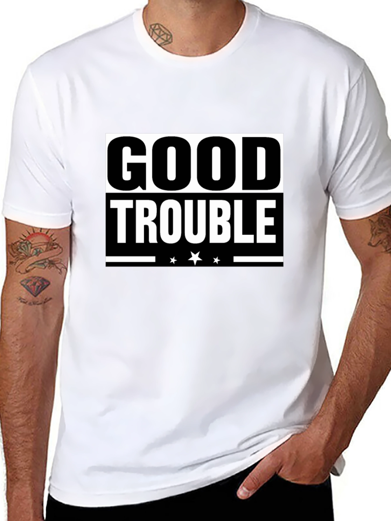 Good Trouble Graphic Tee - Black Cotton T-Shirt