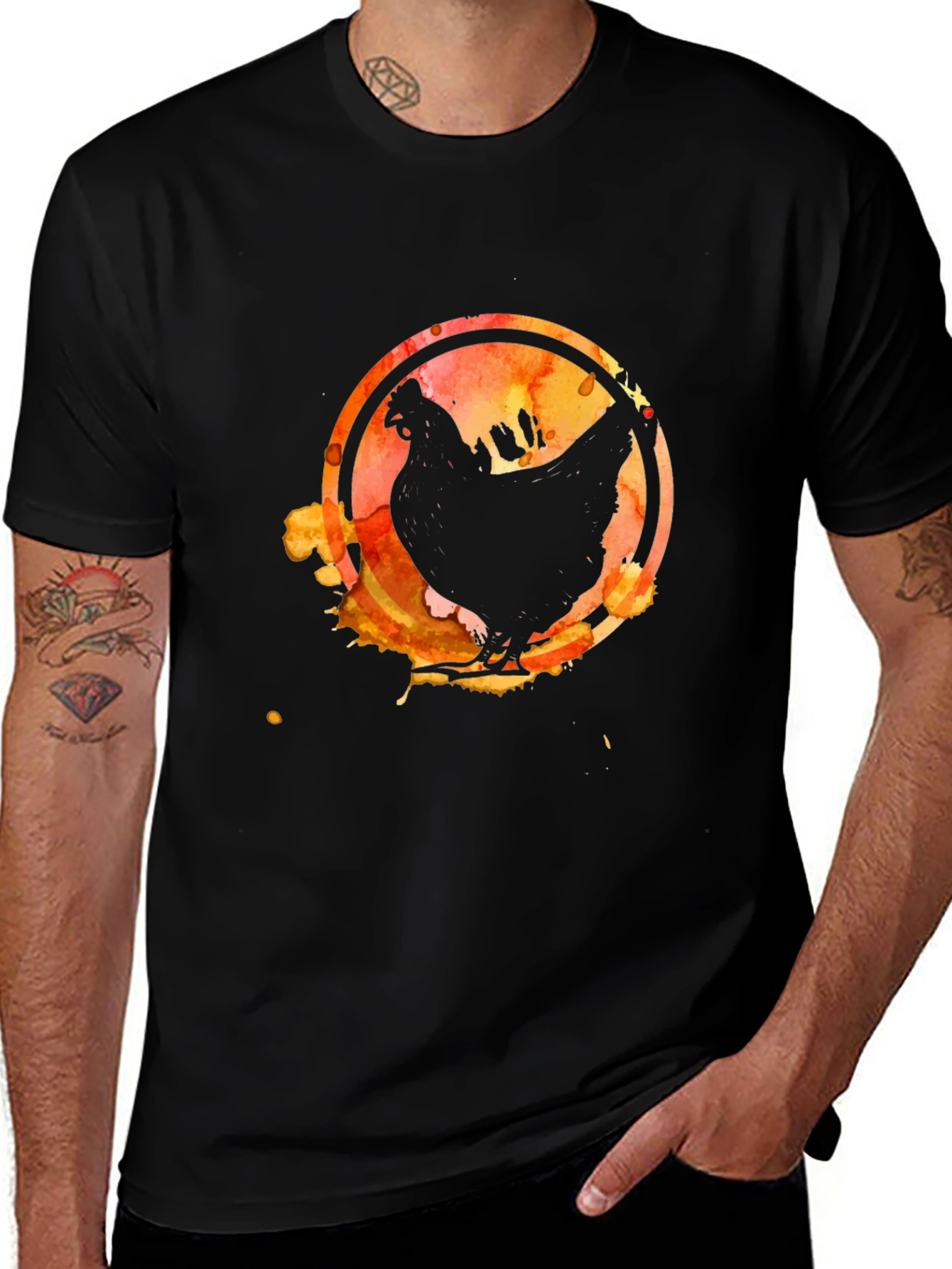 Watercolor Chicken Graphic T-Shirt