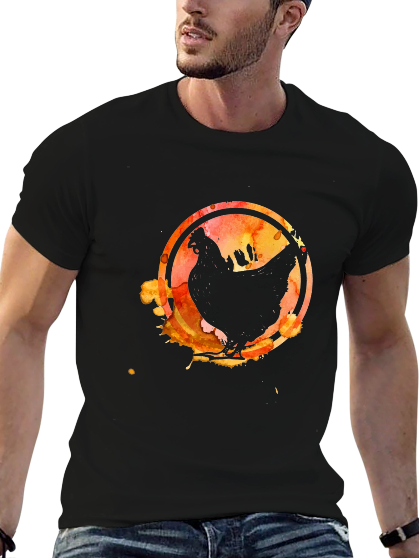 Watercolor Chicken Graphic T-Shirt