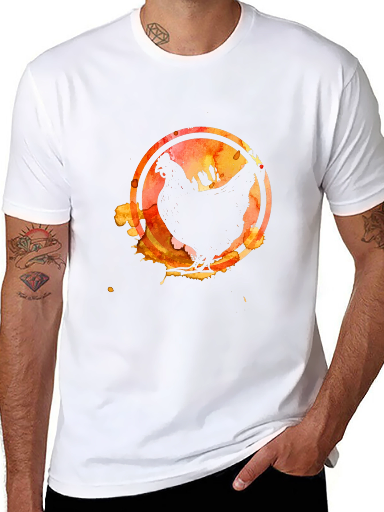 Watercolor Chicken Graphic T-Shirt