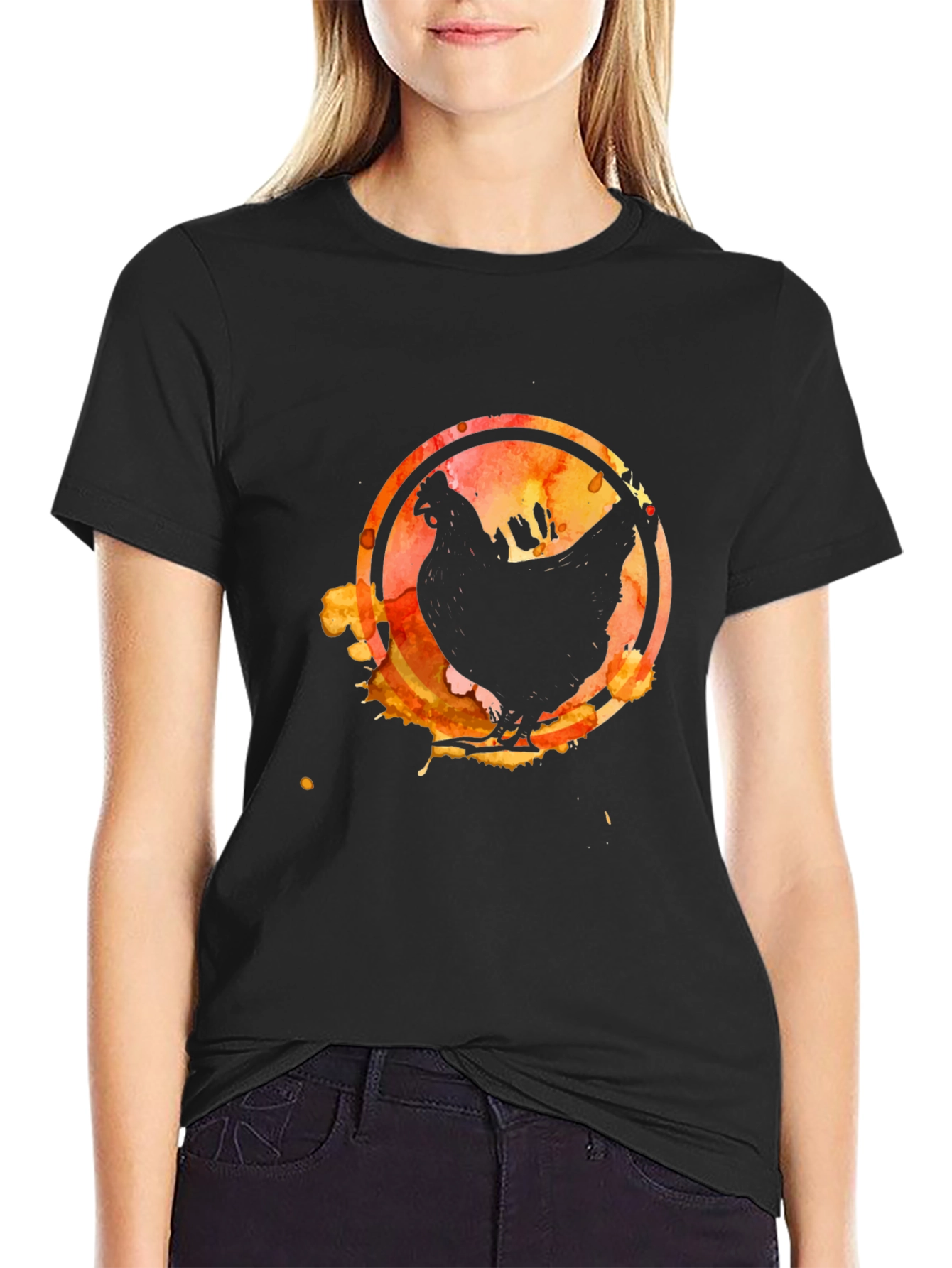 Watercolor Chicken Graphic T-Shirt