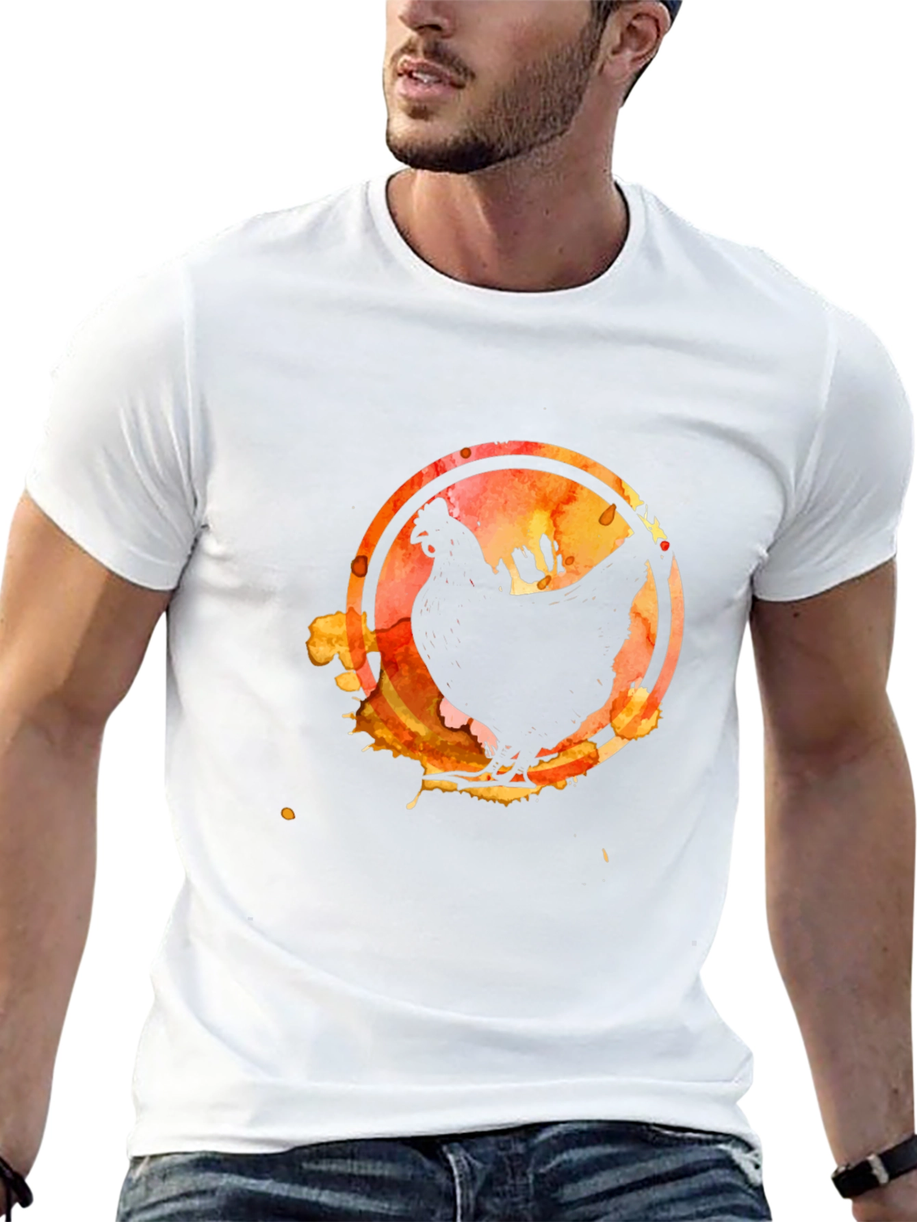 Watercolor Chicken Graphic T-Shirt