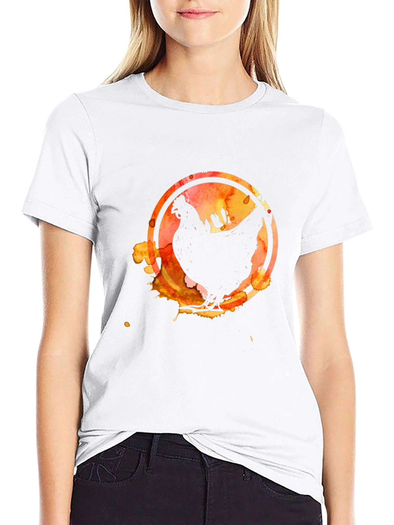 Watercolor Chicken Graphic T-Shirt