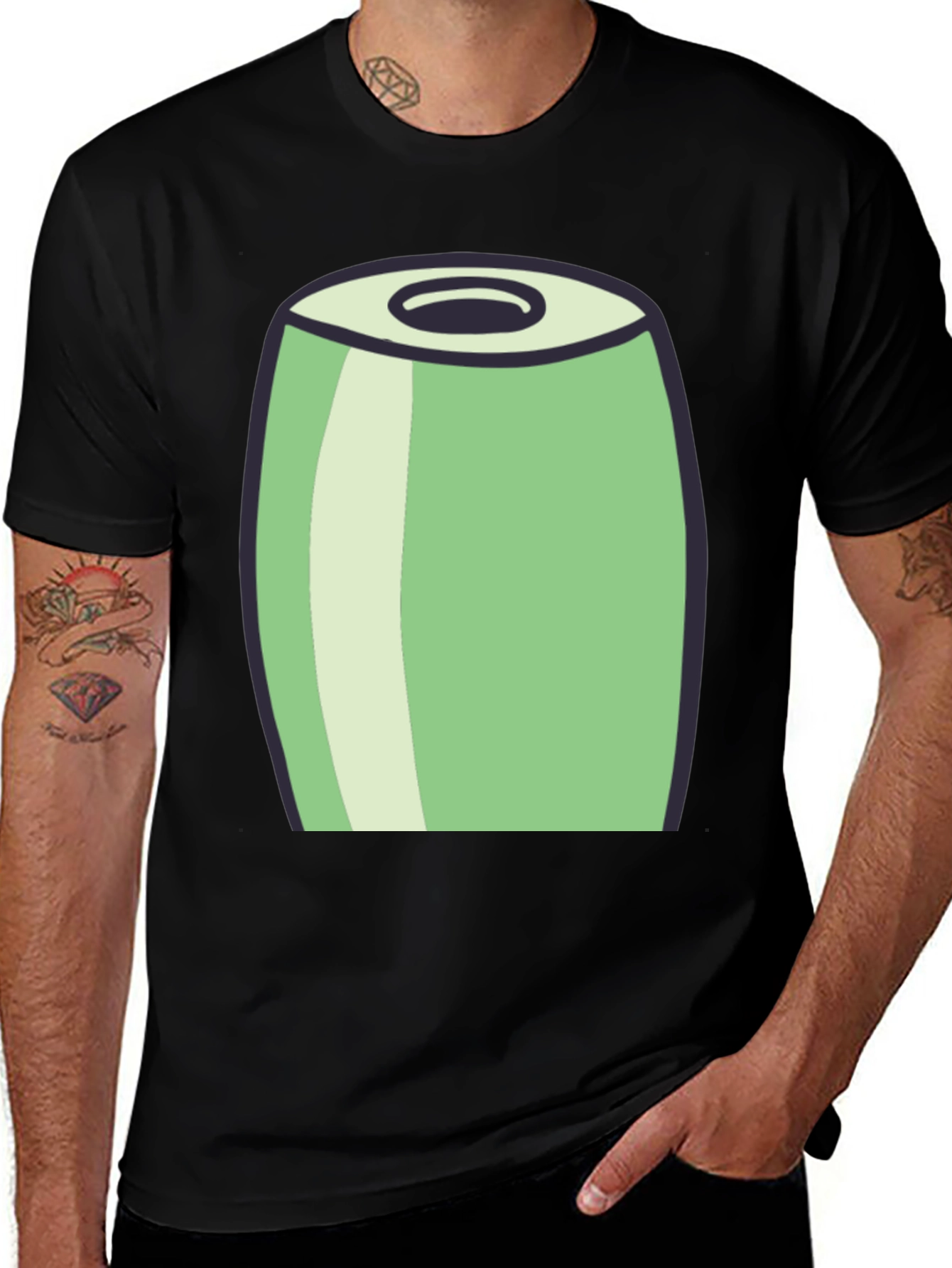 Cartoon Can Graphic Tee - Black