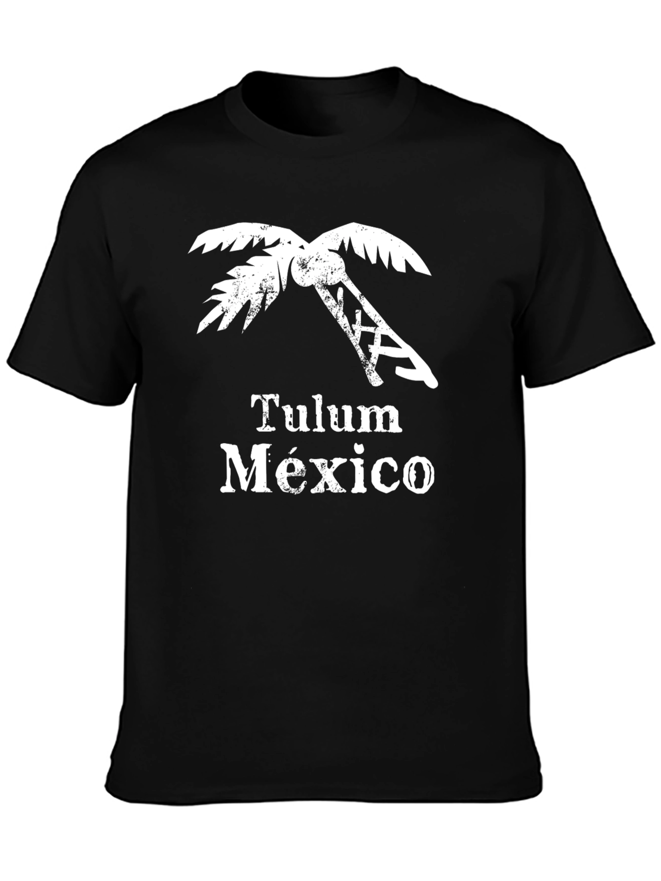 Tulum Mexico Black Graphic T-Shirt Palm Tree