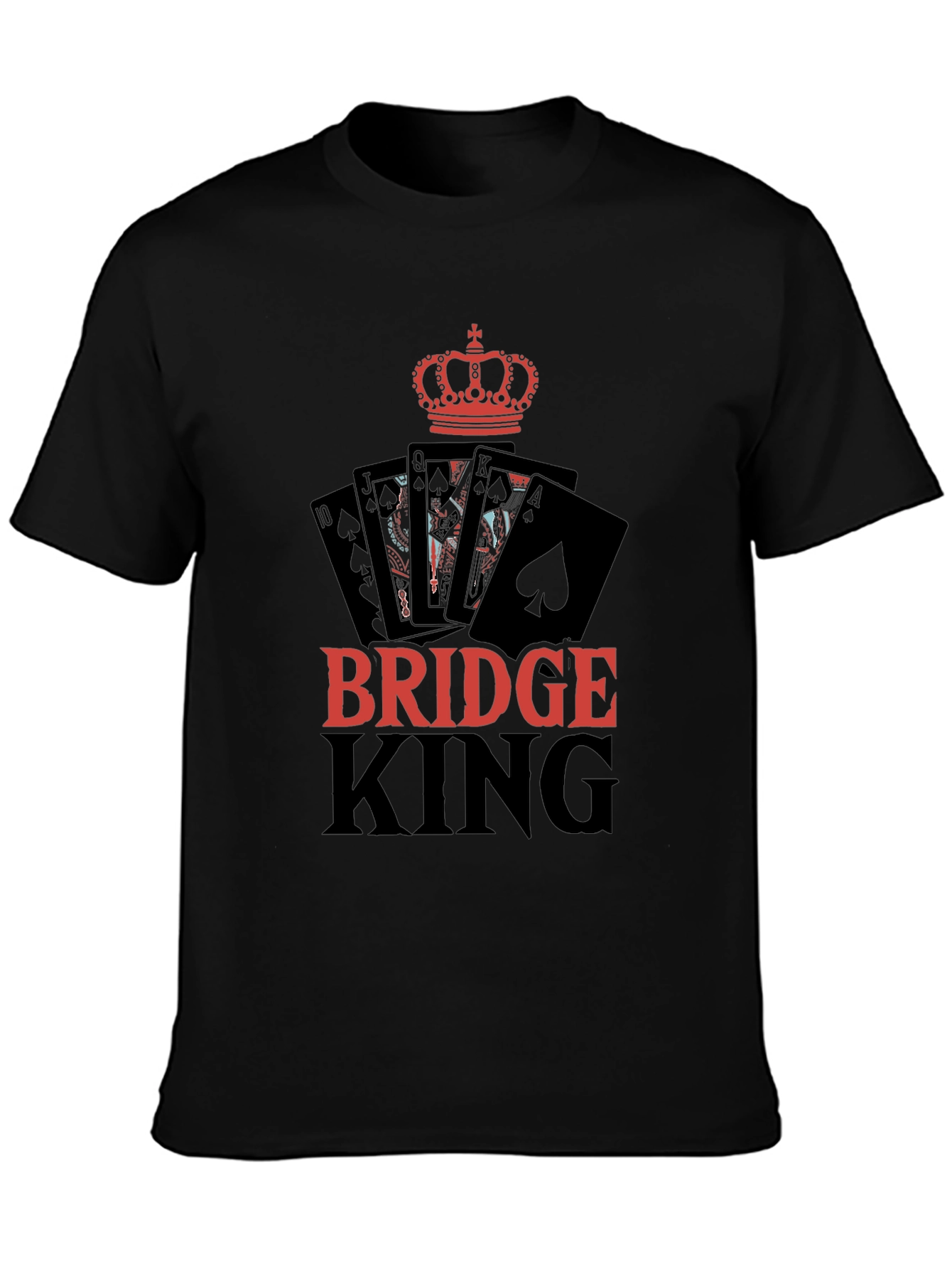 Bridge King Black T-Shirt Card Player Design