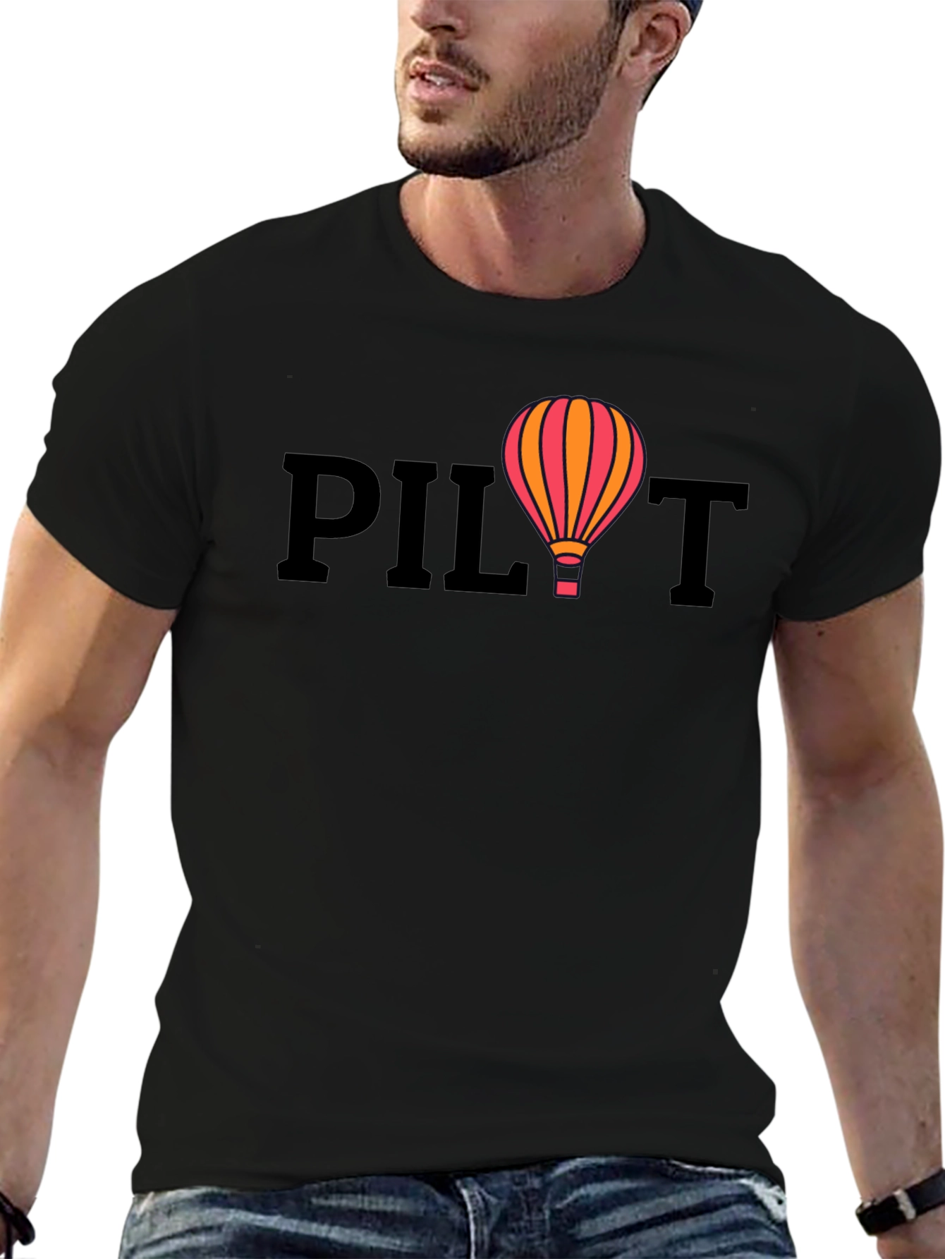 Pilot Hot Air Balloon Graphic T-Shirt
