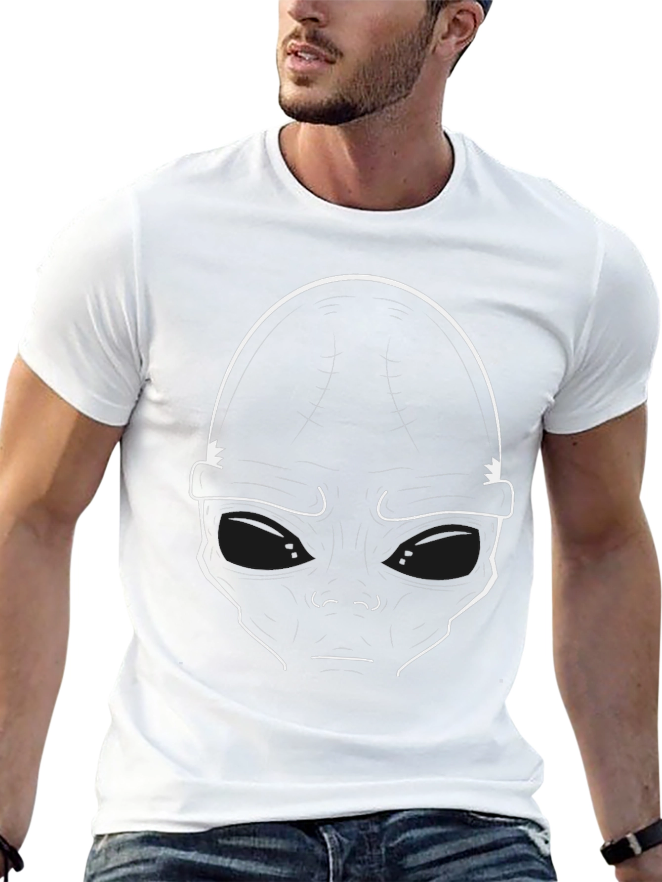Alien Face Graphic Black T-Shirt - Sci-Fi Style