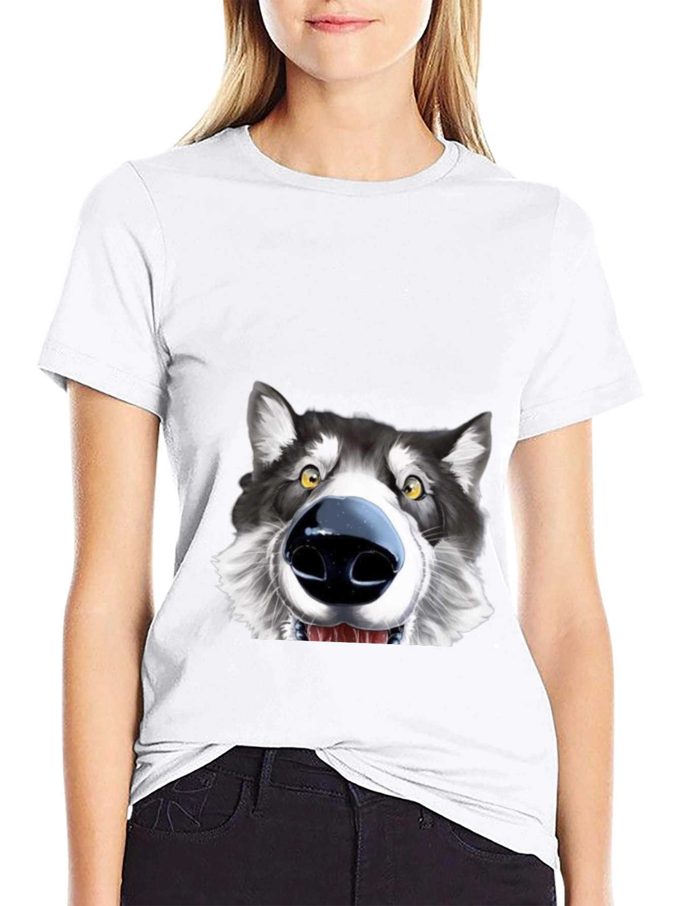 Funny Dog Face Graphic T-Shirt - Unisex Black Tee