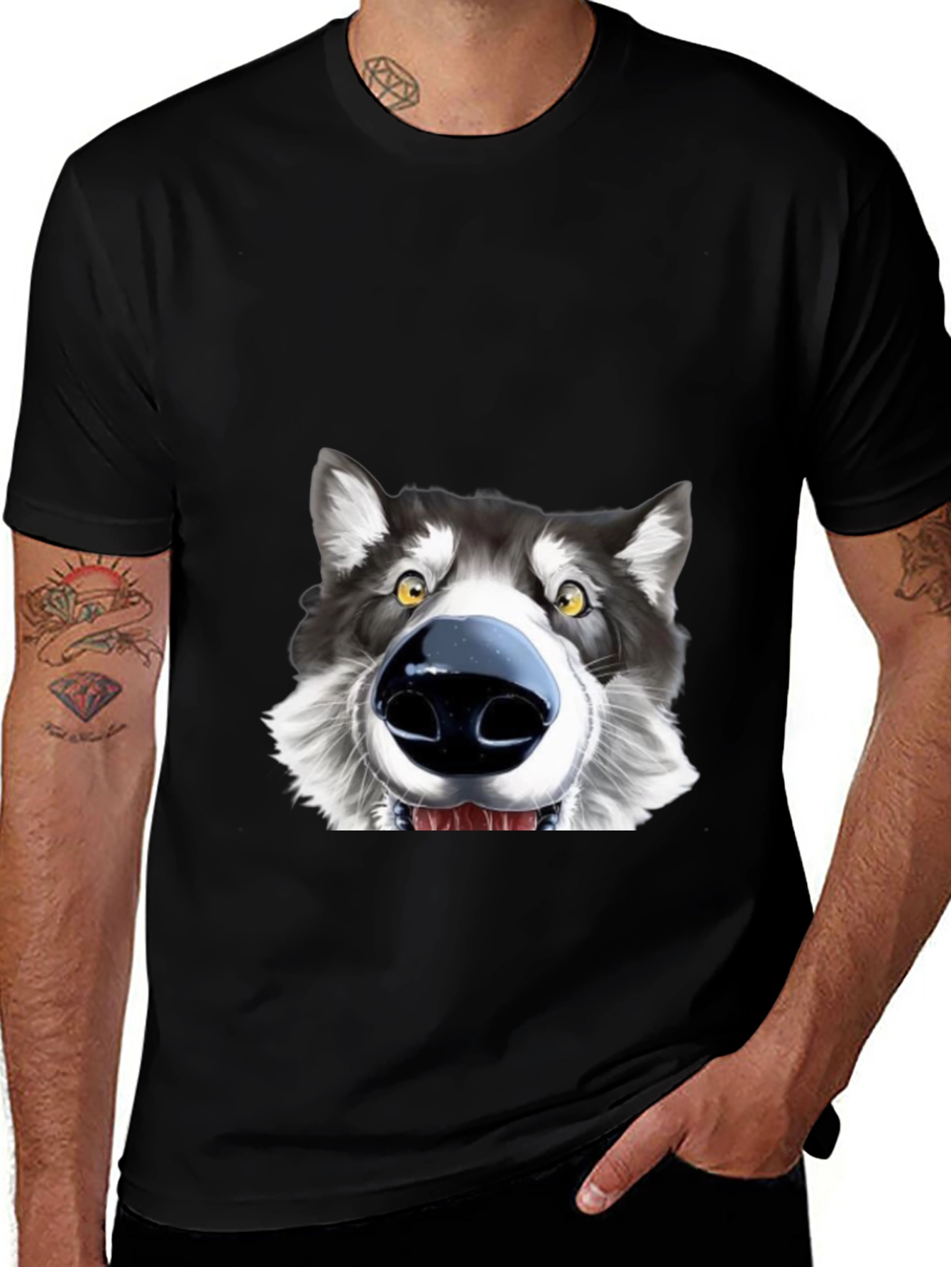 Funny Dog Face Graphic T-Shirt - Unisex Black Tee