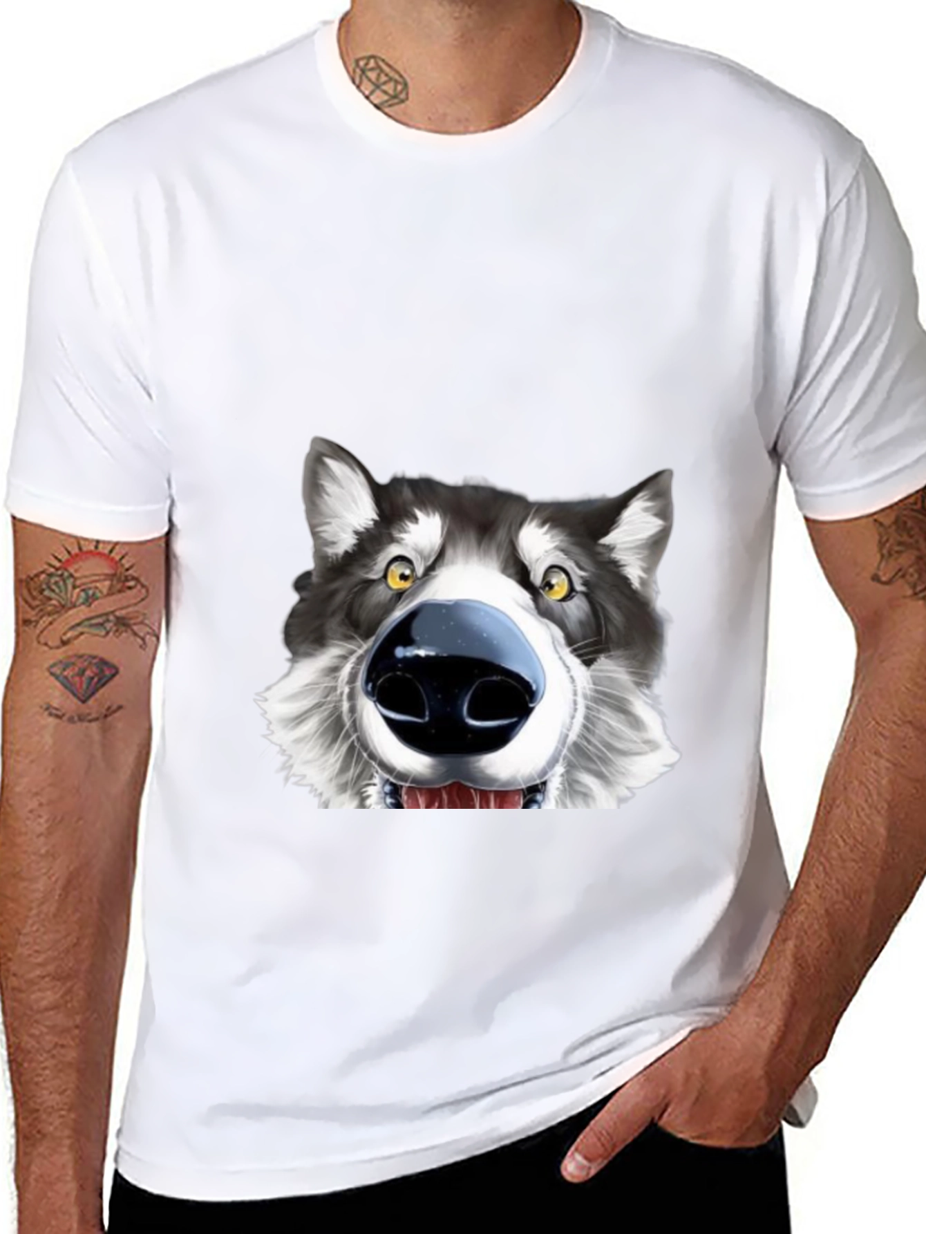 Funny Dog Face Graphic T-Shirt - Unisex Black Tee