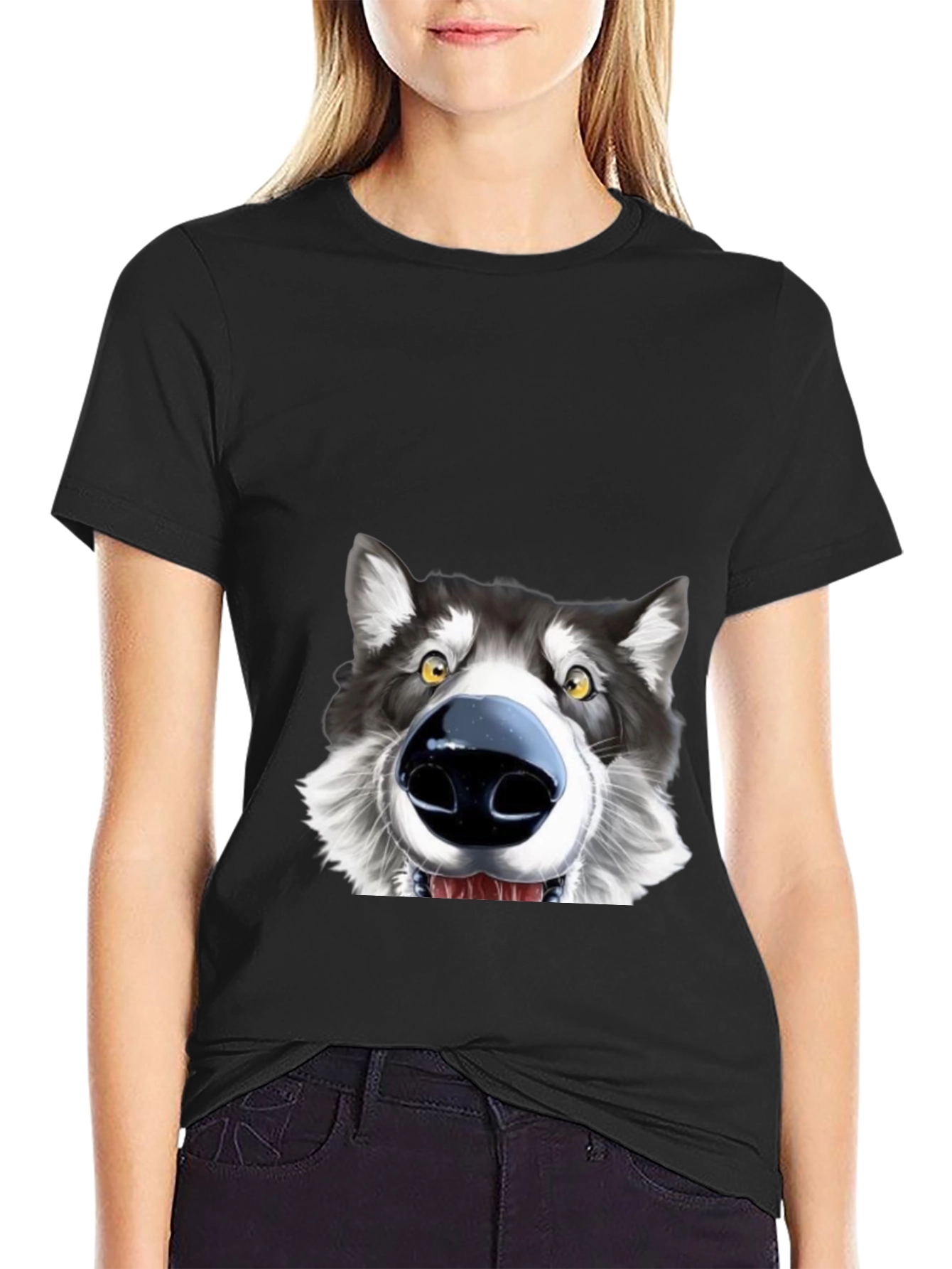 Funny Dog Face Graphic T-Shirt - Unisex Black Tee