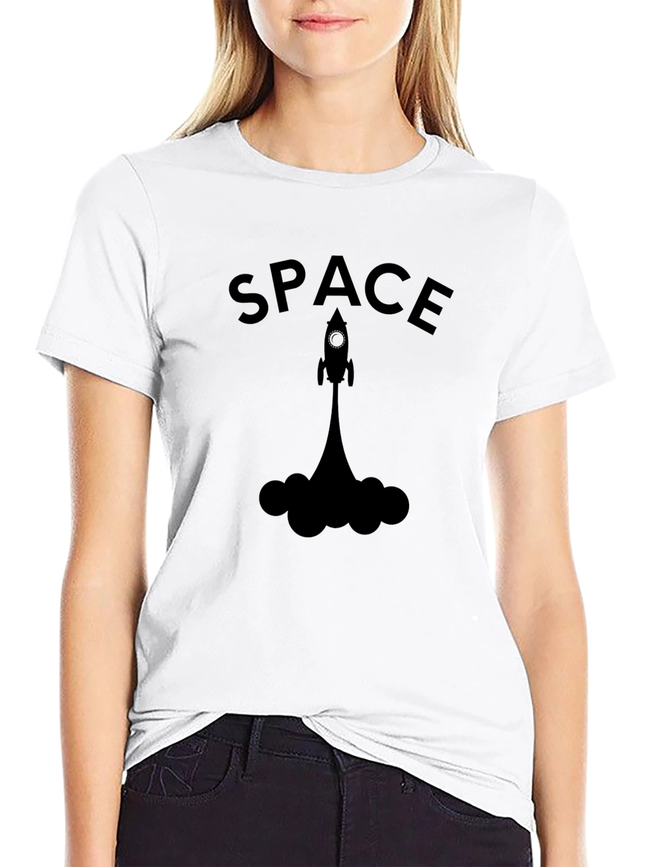 Space Rocket T-Shirt - Black Graphic Tee
