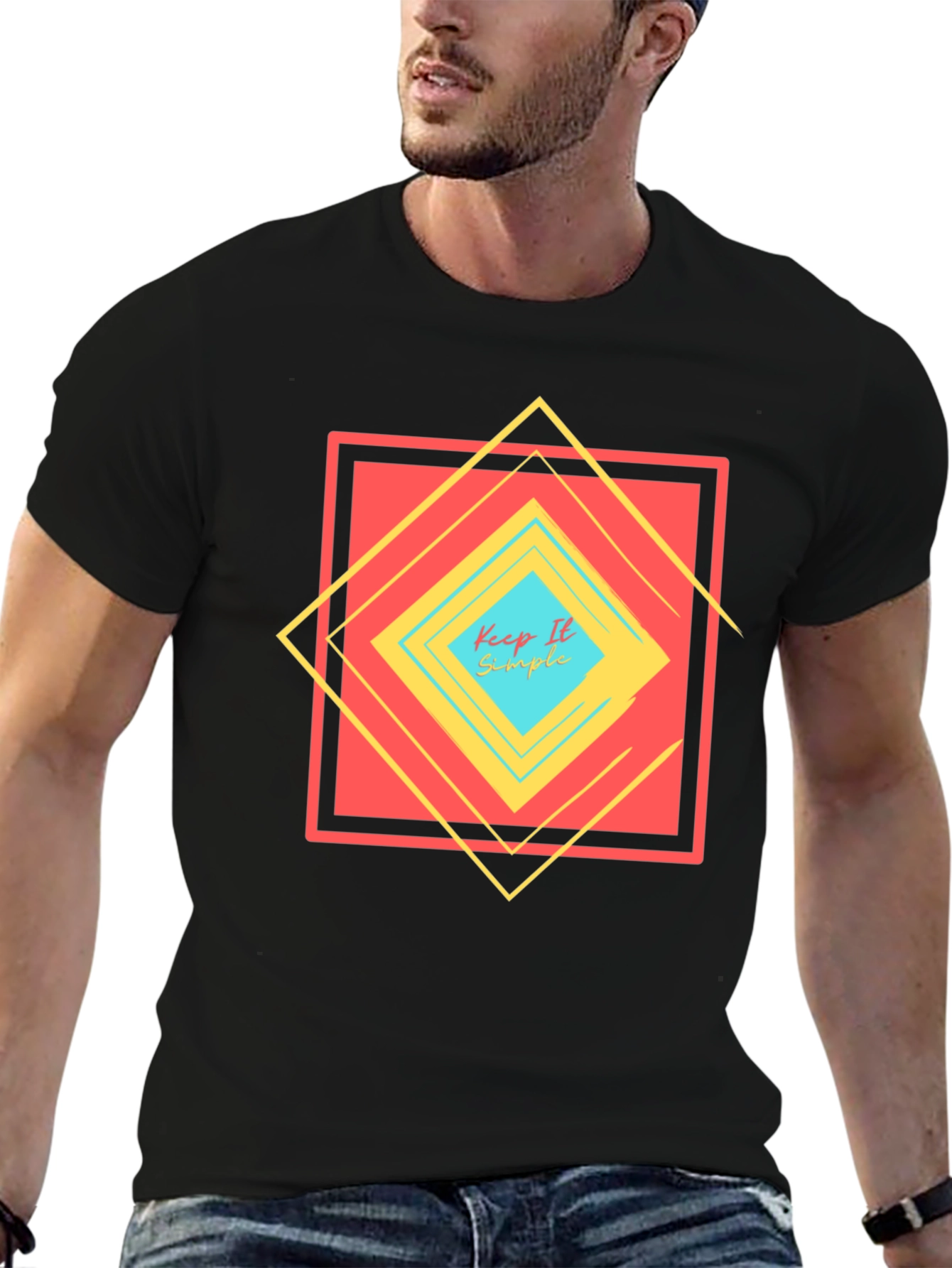 Keep It Simple Geometric Design T-Shirt