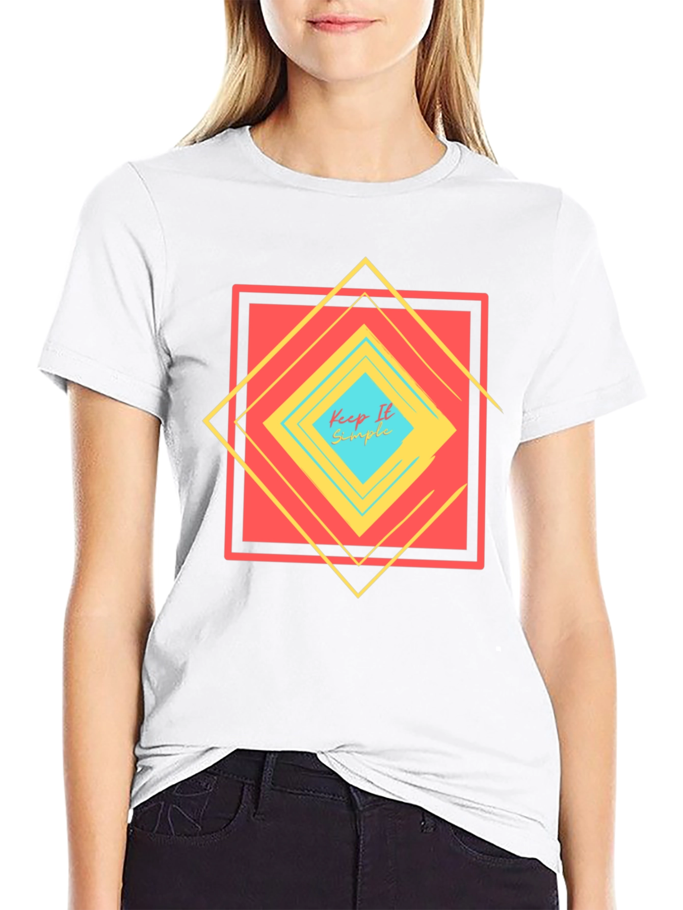 Keep It Simple Geometric Design T-Shirt