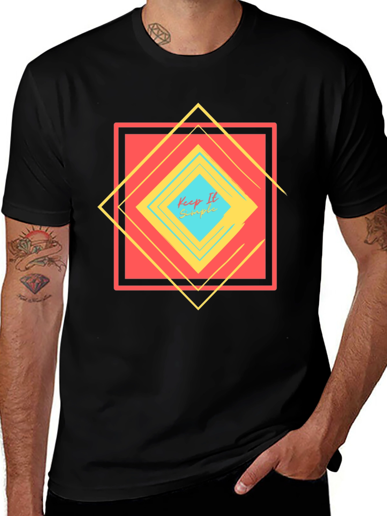 Keep It Simple Geometric Design T-Shirt