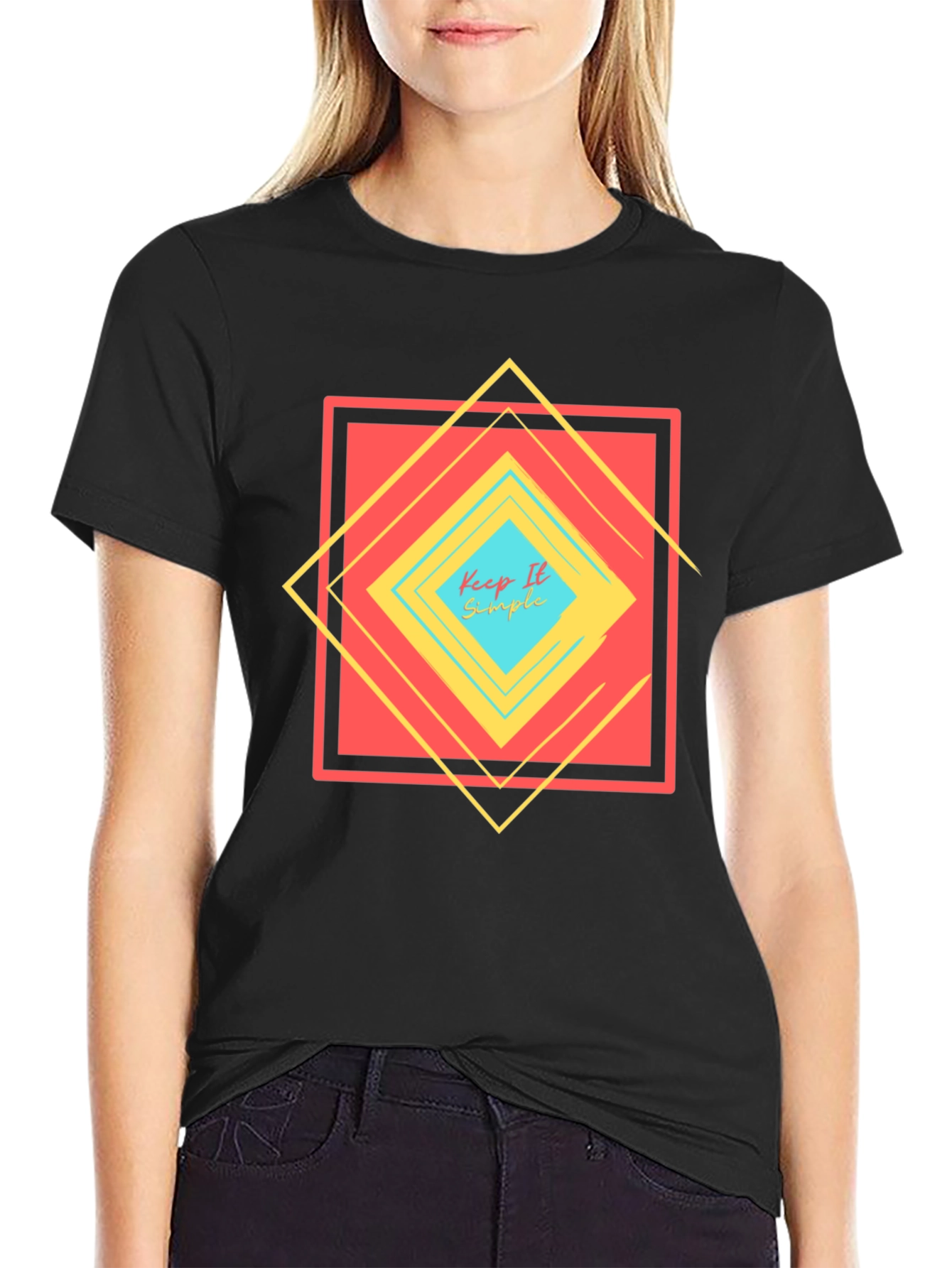 Keep It Simple Geometric Design T-Shirt