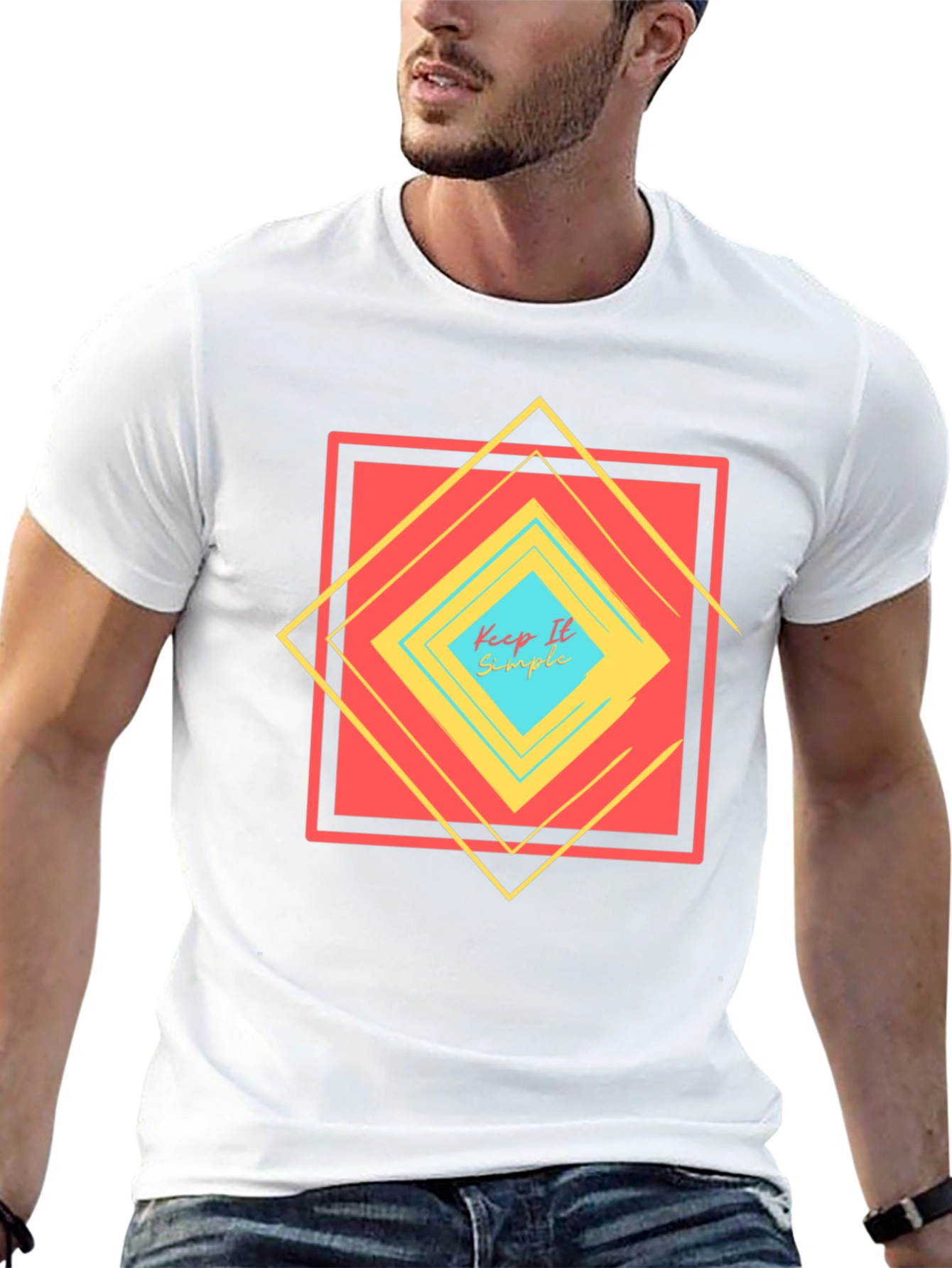 Keep It Simple Geometric Design T-Shirt