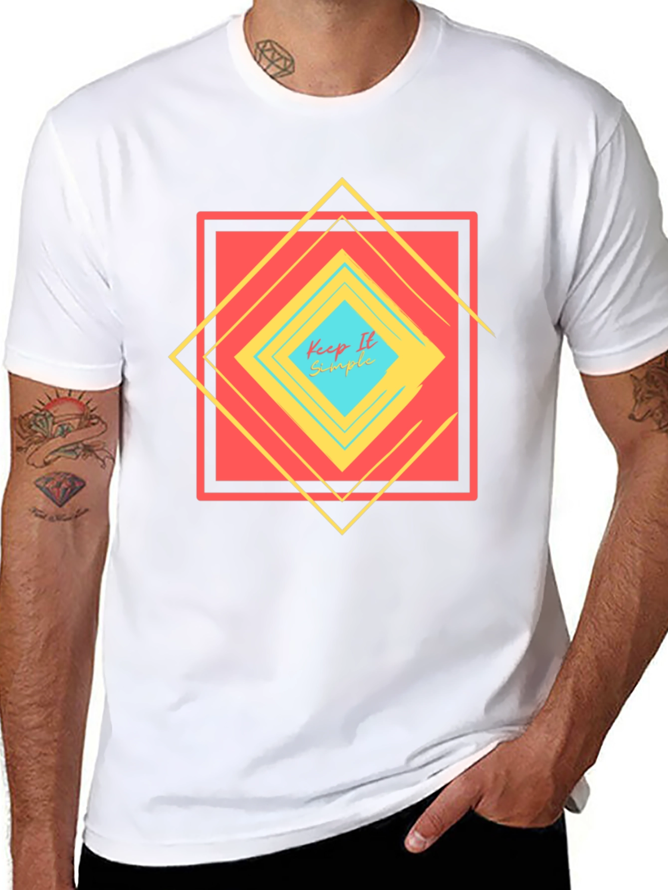Keep It Simple Geometric Design T-Shirt